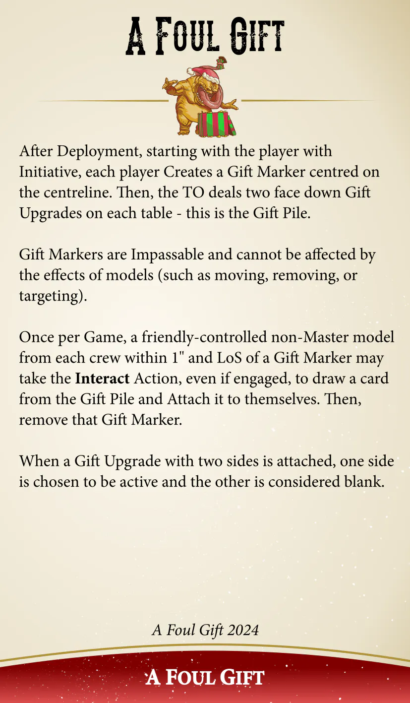 Text from A Foul Gift custom rules.