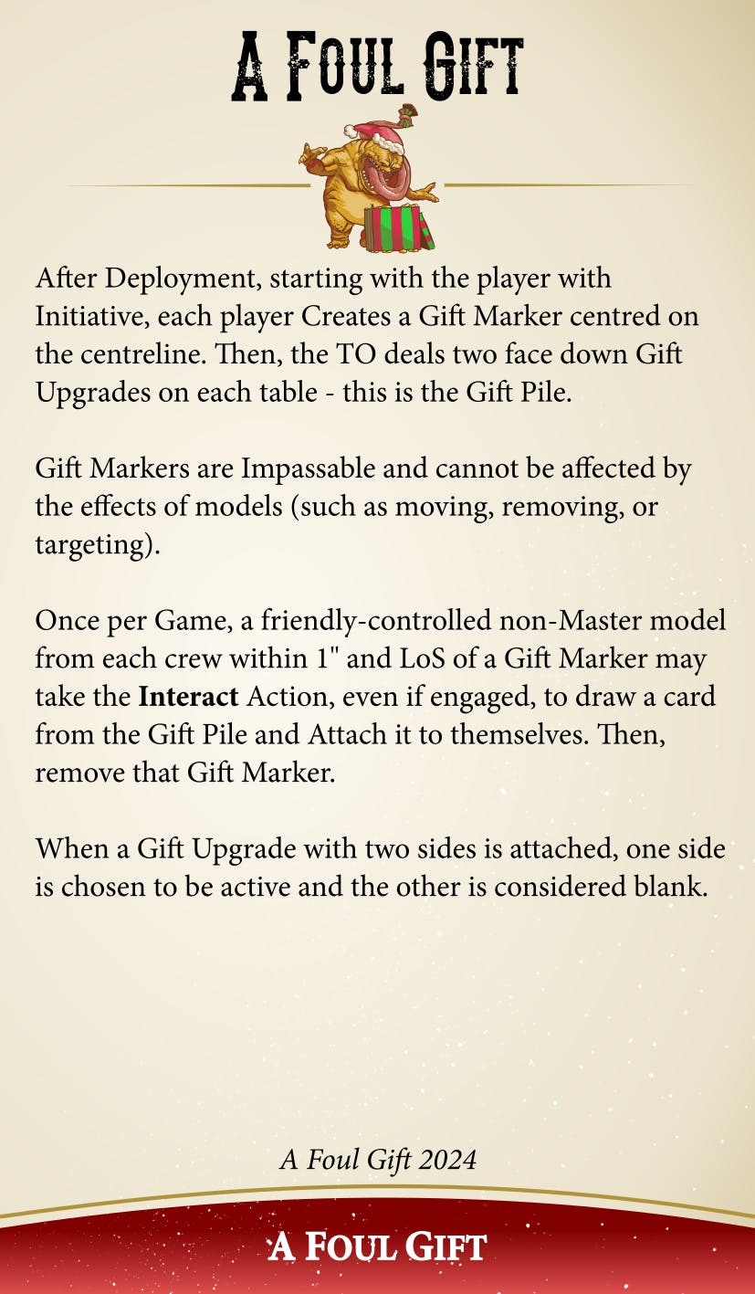 Text from A Foul Gift custom rules.