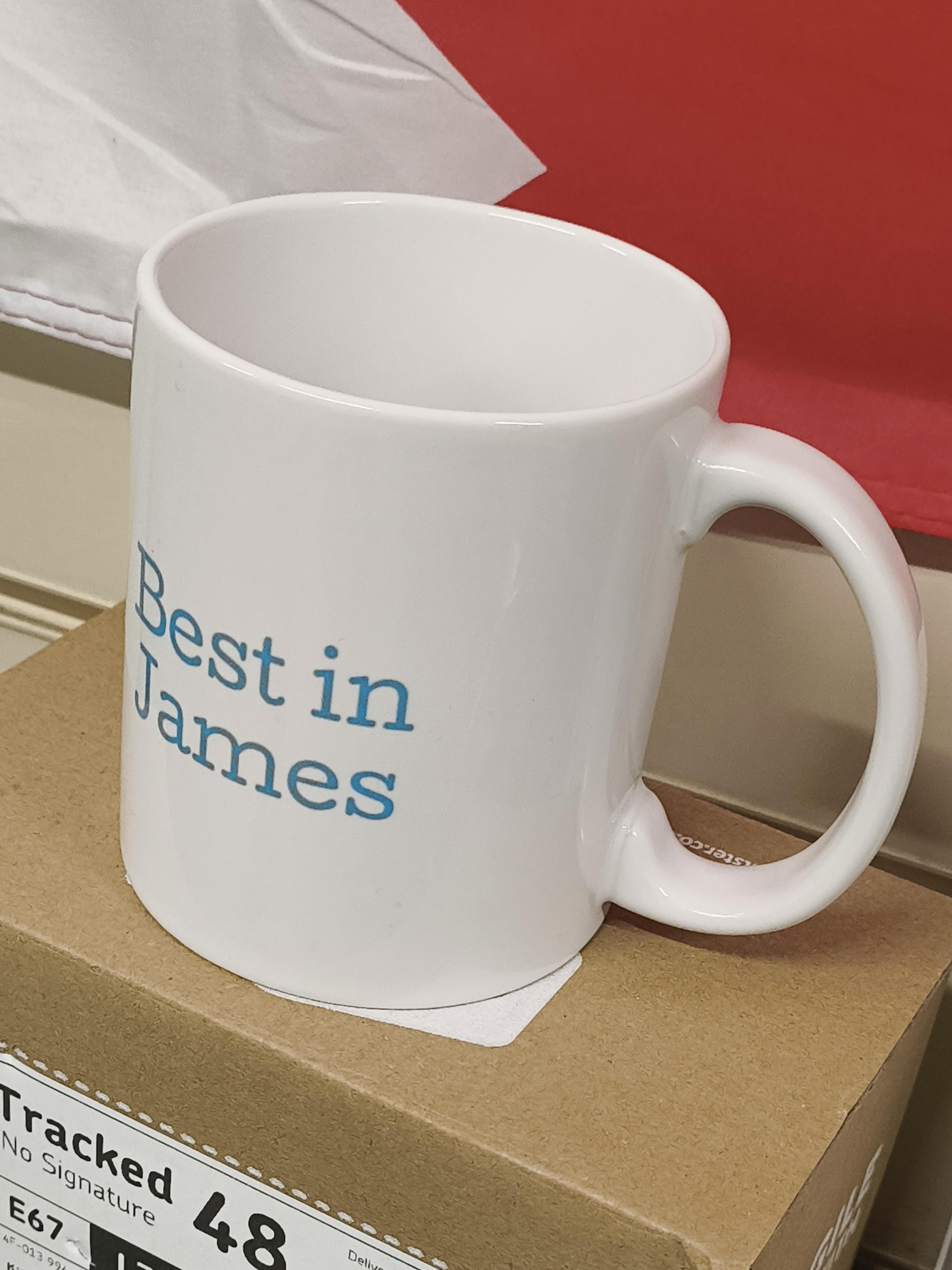 A cup marked Best in James