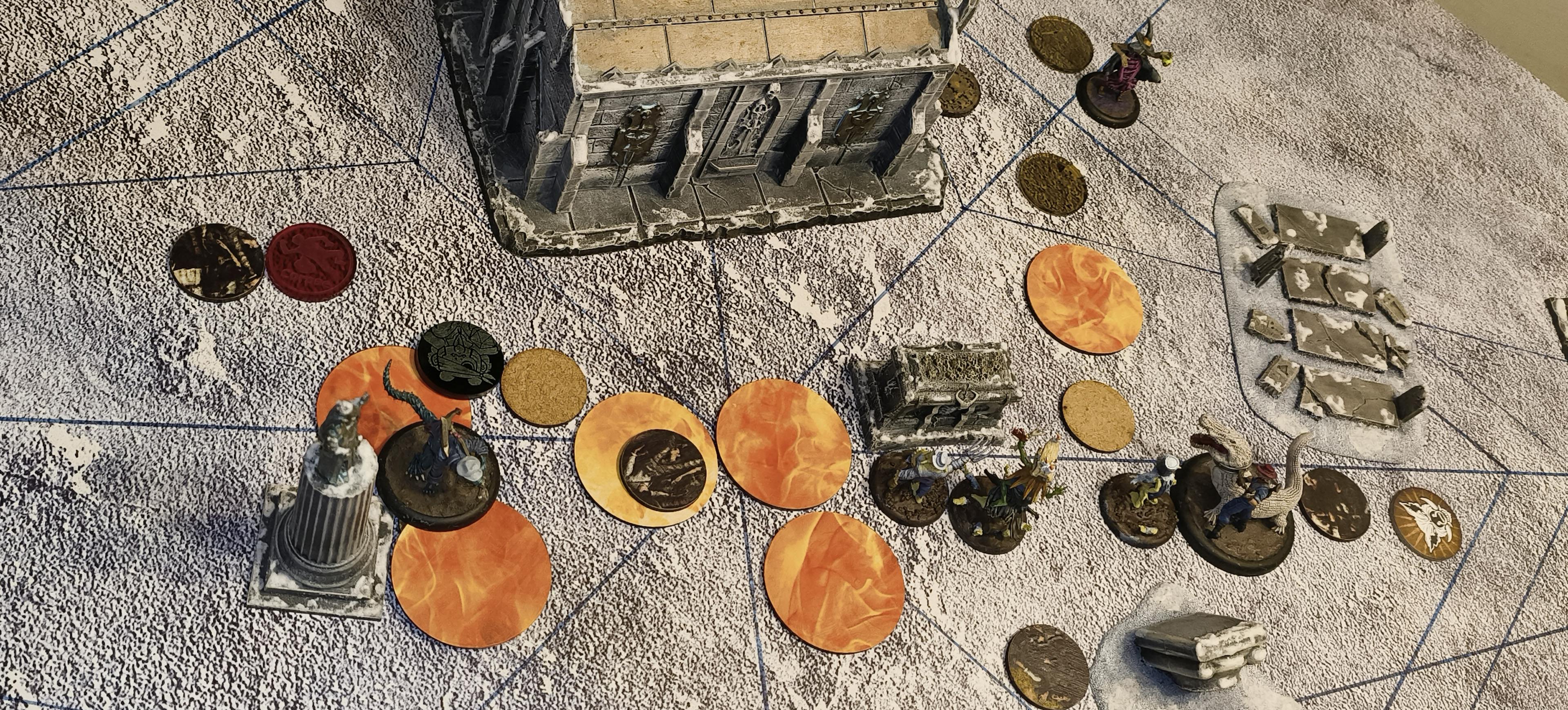 Lots of Malifaux models and Pyre Markers