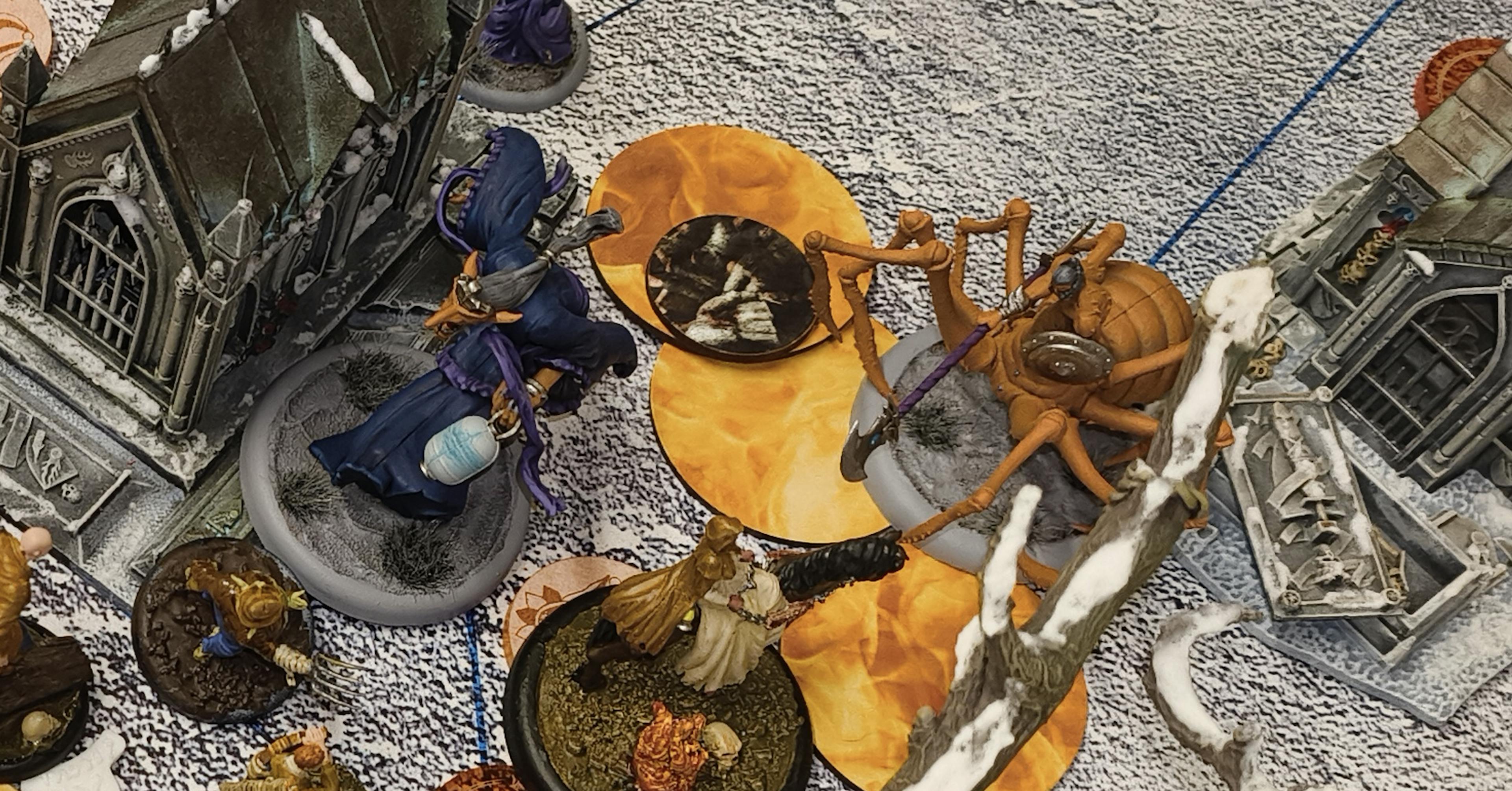 Lots of Malifaux models, pyre markers, rift markers, corpse markers