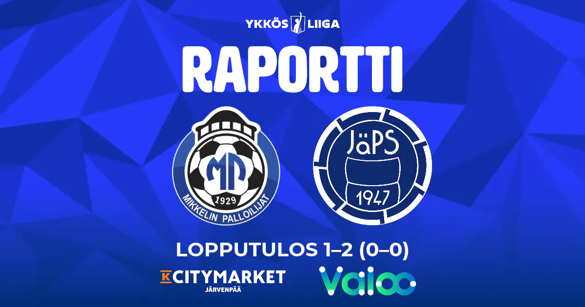 Raportti: MP – JäPS 1–2 (0–0)
