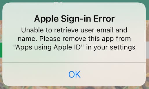 Apple SignIn Error