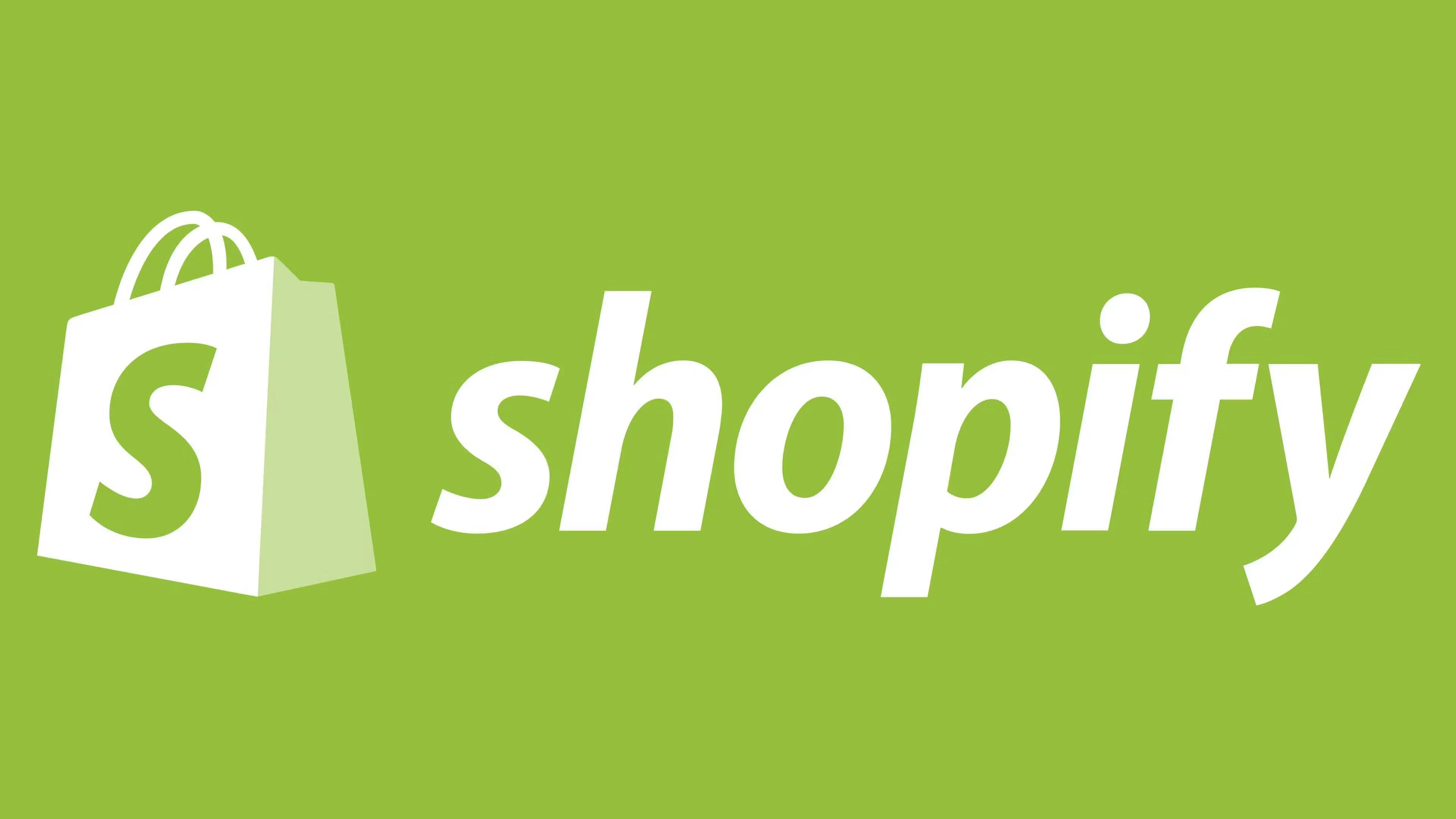 Shopify logo in white on a green background