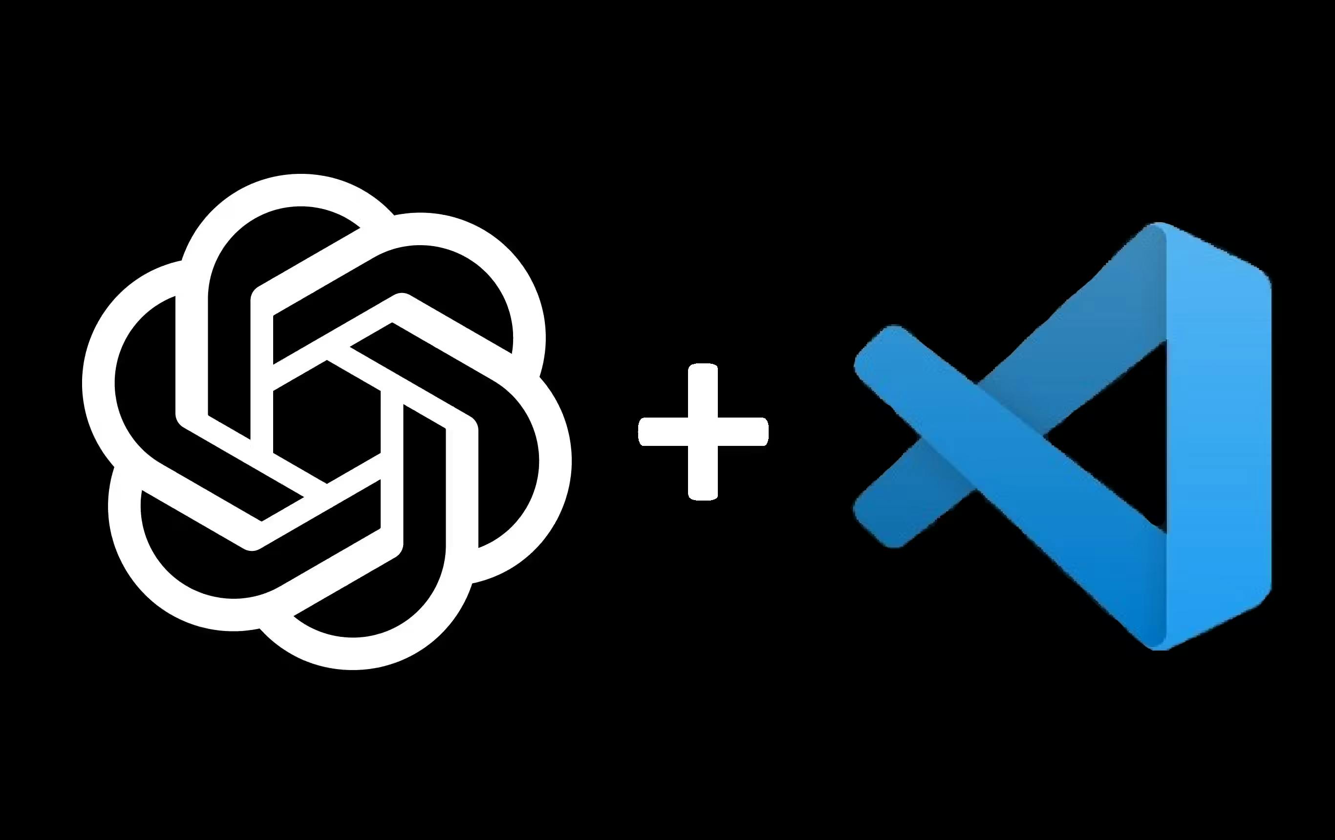 ChatGPT logo nest to a plus symbol and the VSCode logo