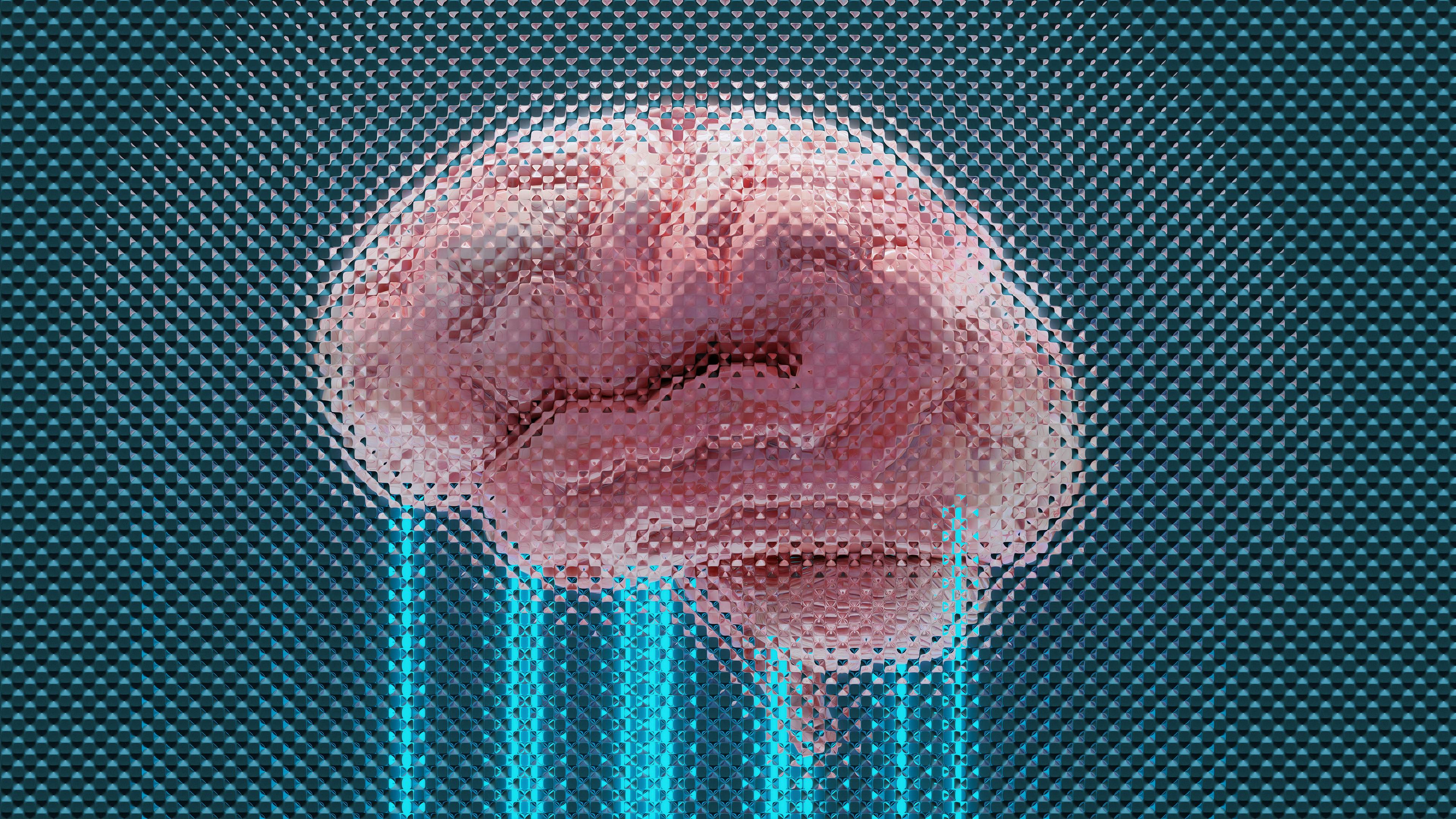 Blurred brain with glowing blue lines falling below it