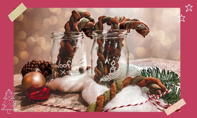 Zuckerstangen in einem Glas zum Verschenken