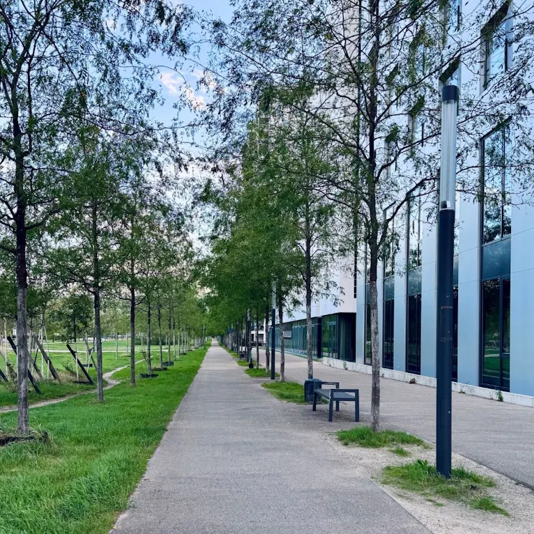 Berty-Albrecht-Park direkt vor dem 25hours Lobby in Düsseldorf