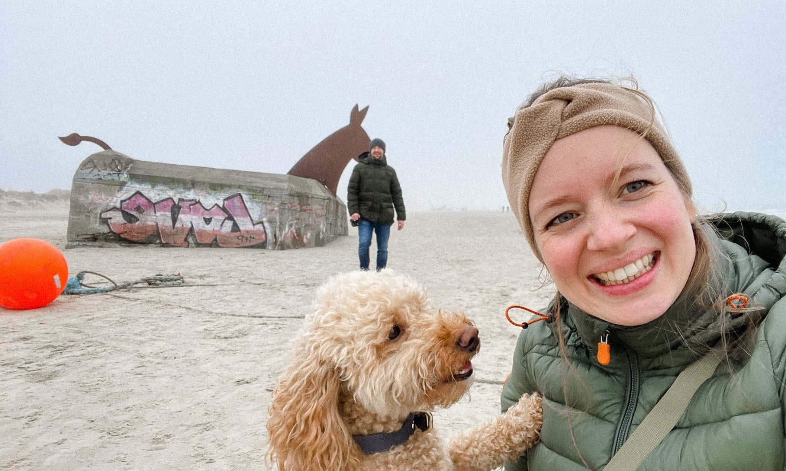 Goldendoodle in Blavand am Strand