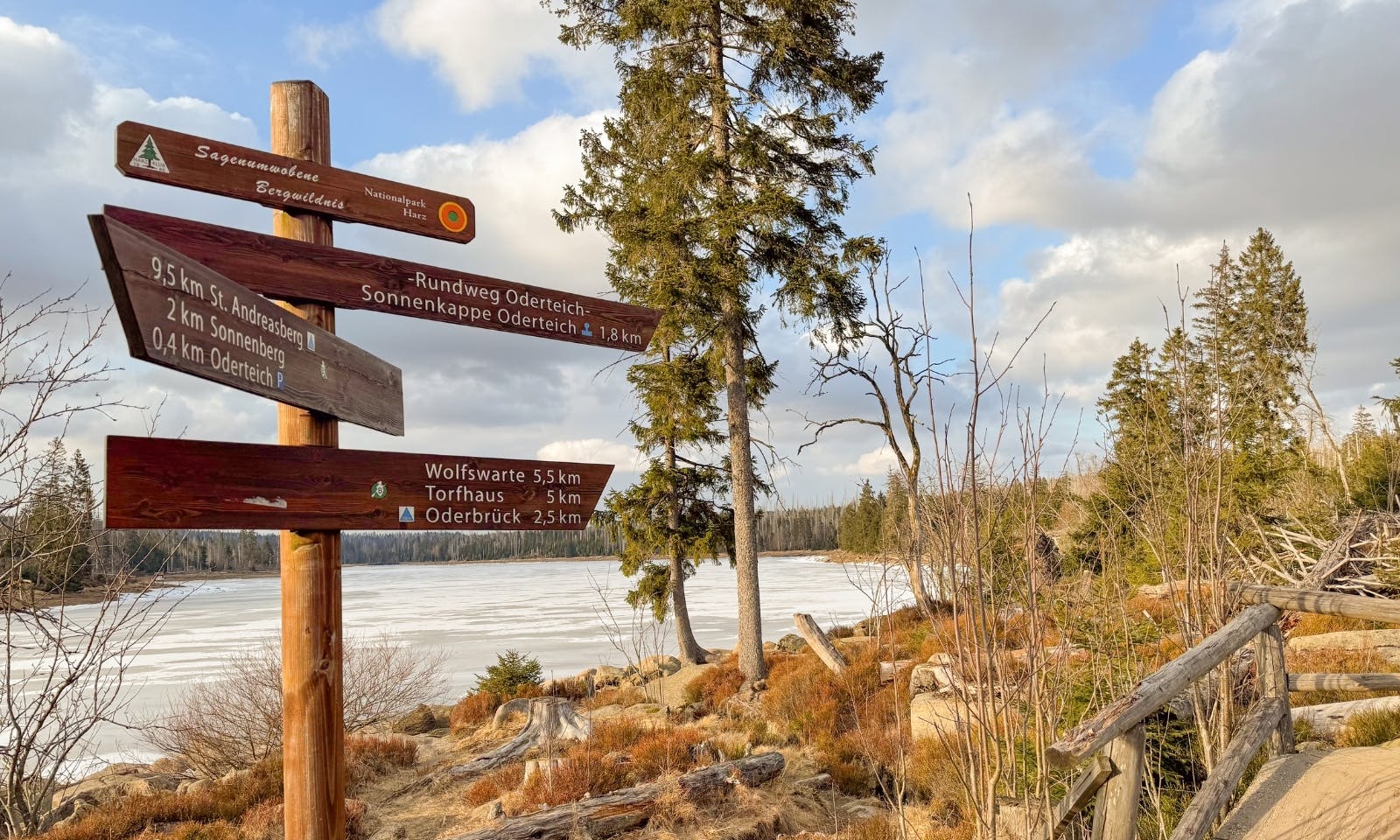 Wandern im Harz im Winter: Oderteich-Rundweg im UNESCO-Welterbe