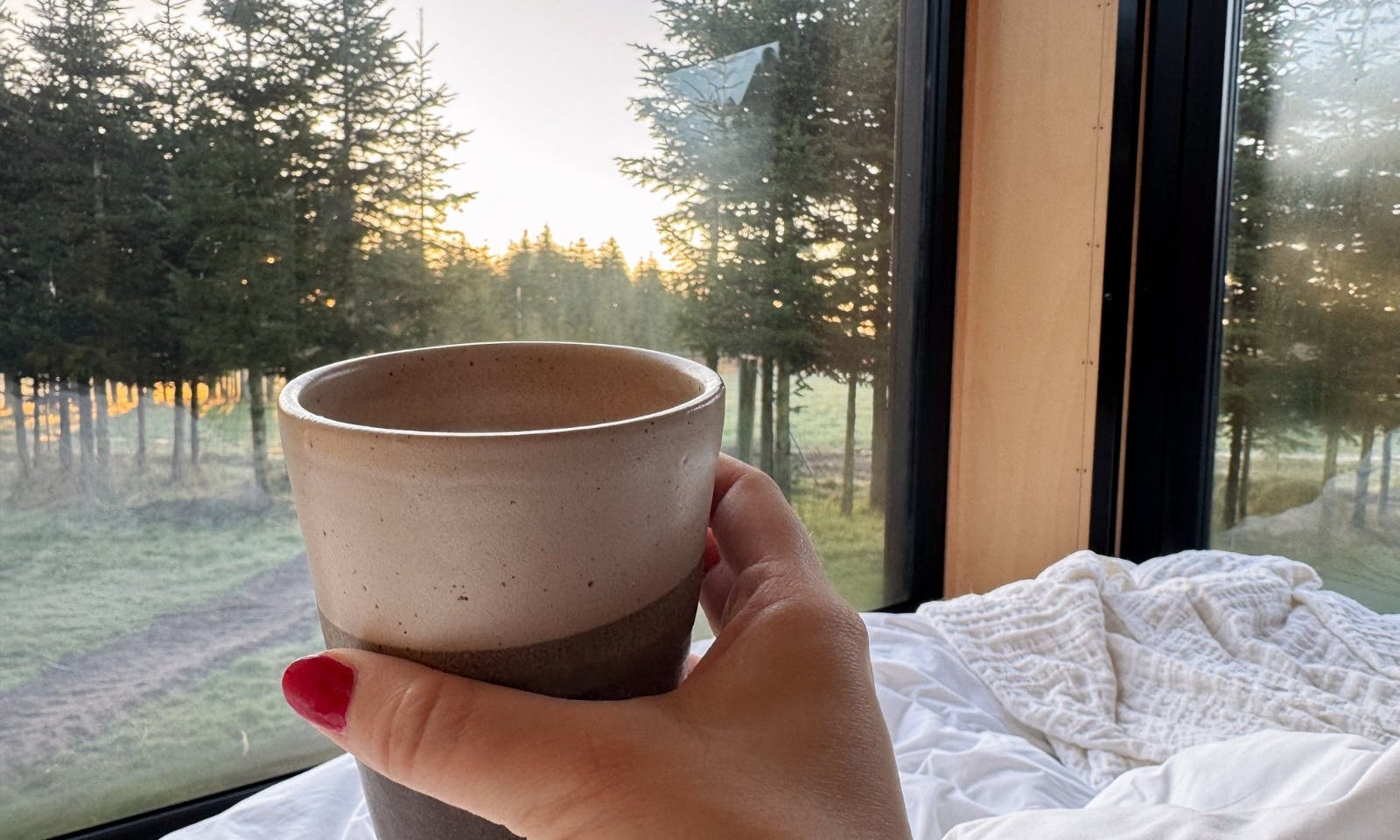 Teetasse im Tiny House am Morgen