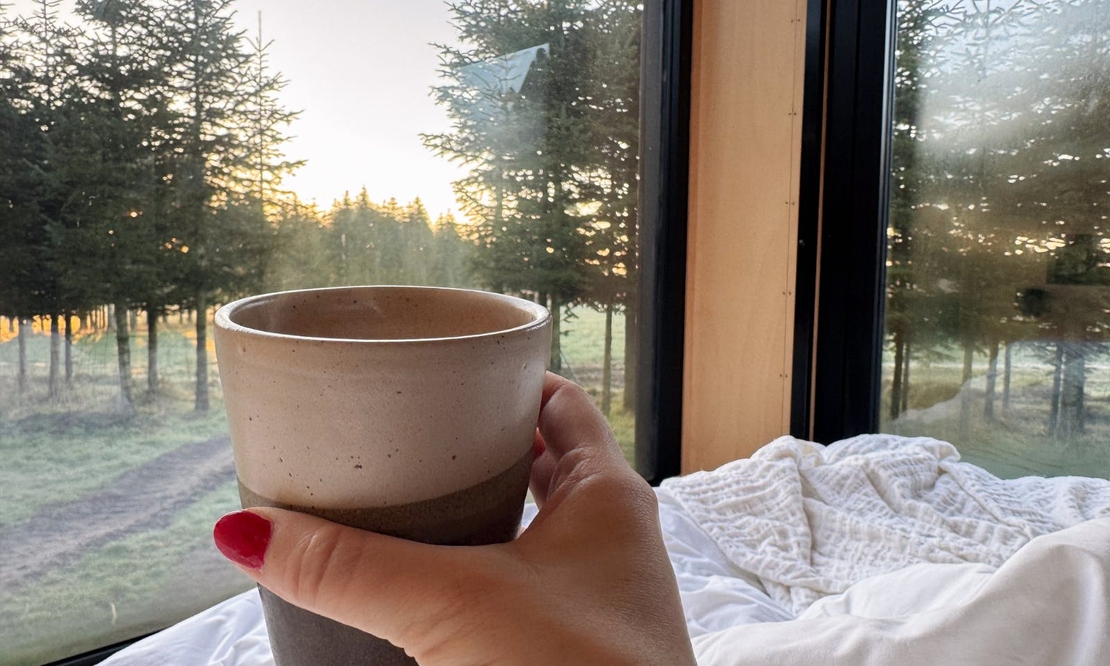 Bett im Tee im Tiny House Raus im Wald