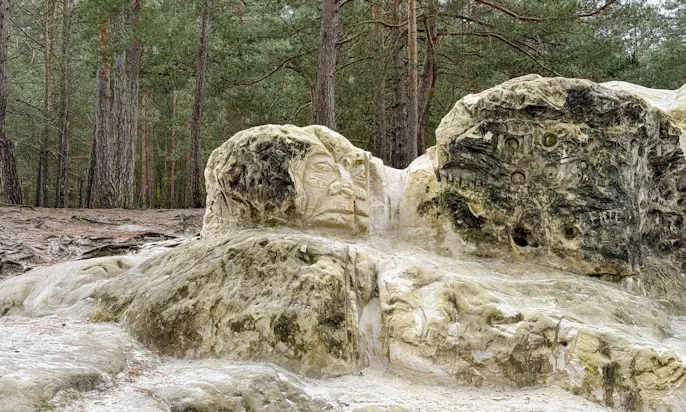 Felsen bei den Sandsteinhöhlen im Harz