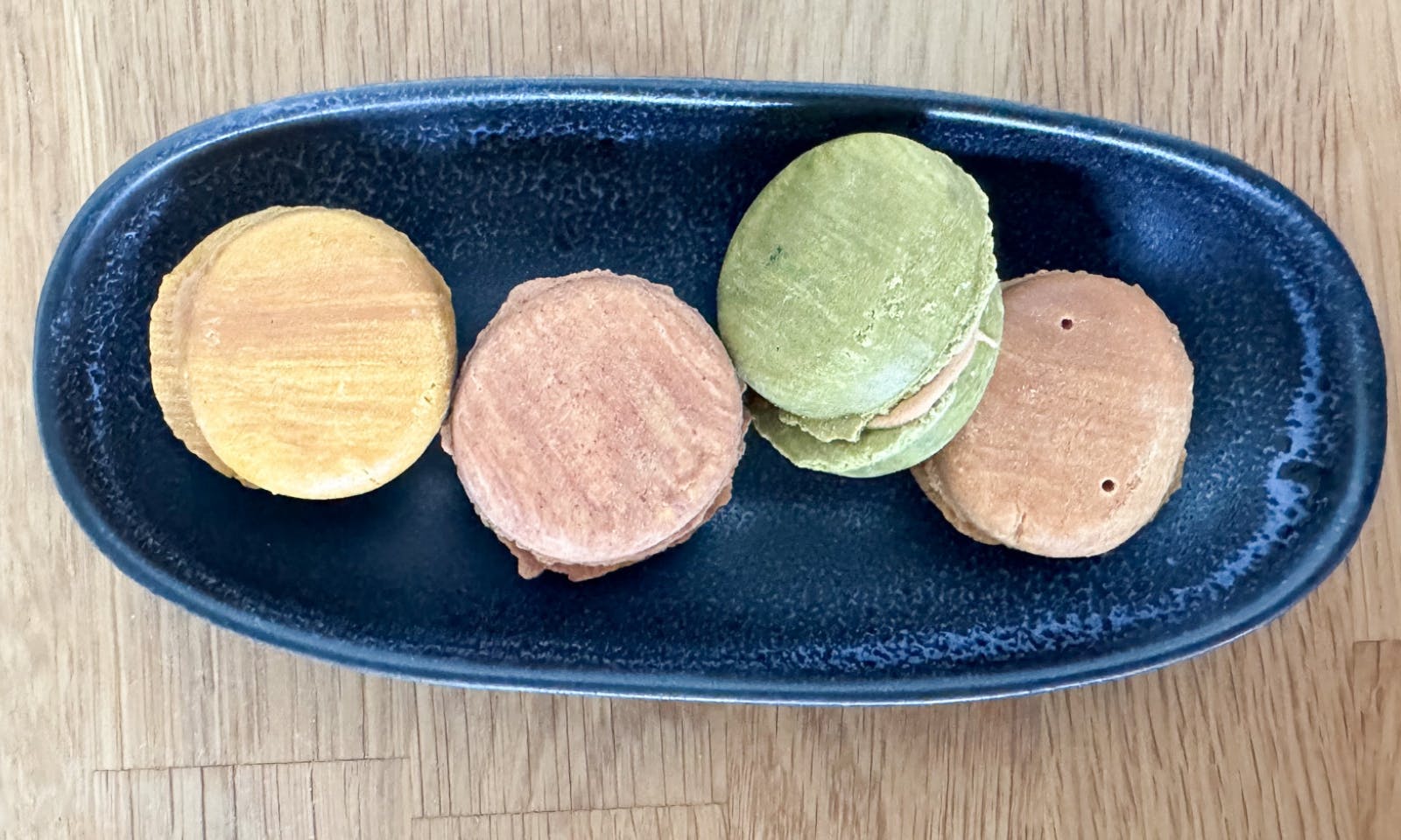 Bunte Hundeleckerlis in Form von Macarons