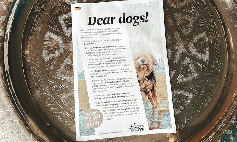 Hotelregeln für Hunde im Beach Motel Heiligenhafen