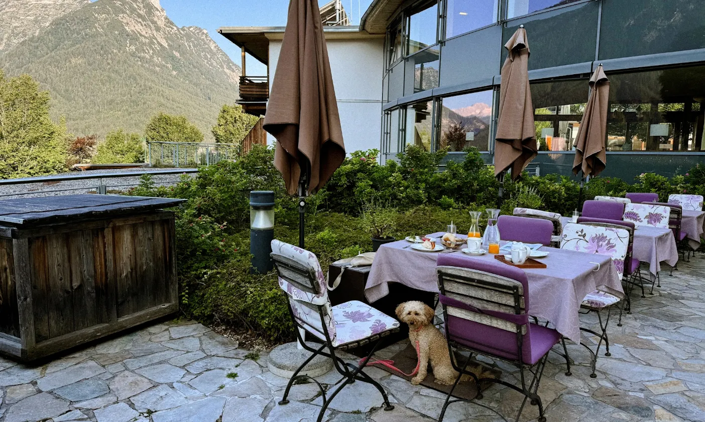Terasse des Restaurants des Hotels die Wasnerin