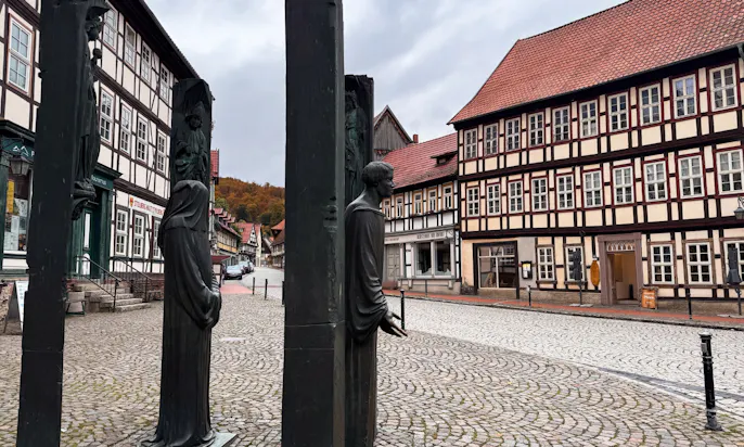 Fachwerkhäuser in der Innenstadt von Stolberg im Harz