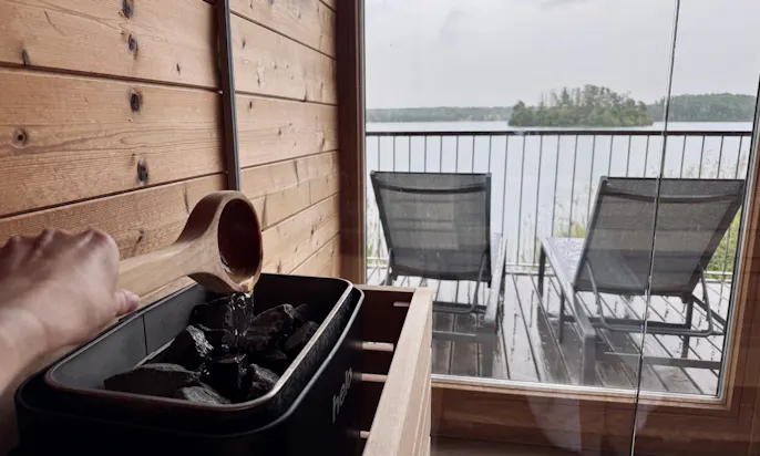 Sauna mit Blick auf den Steinberger See