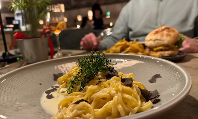 Hundefreundliches Restaurant Strandschuppen in Büsum von der Bretterbude: Trüffelpasta
