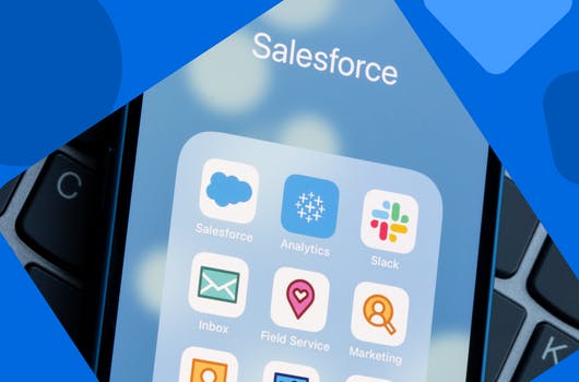Phone with Salesforce Apps on a blue Jellyfish Background