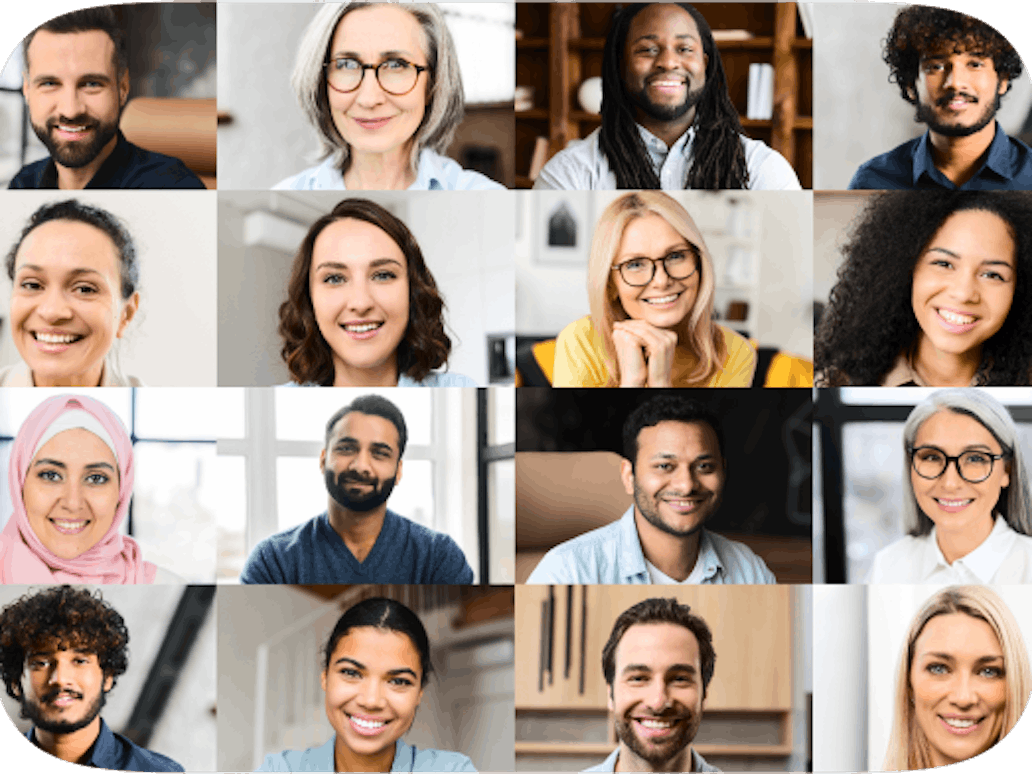 Diverse people on a digital call