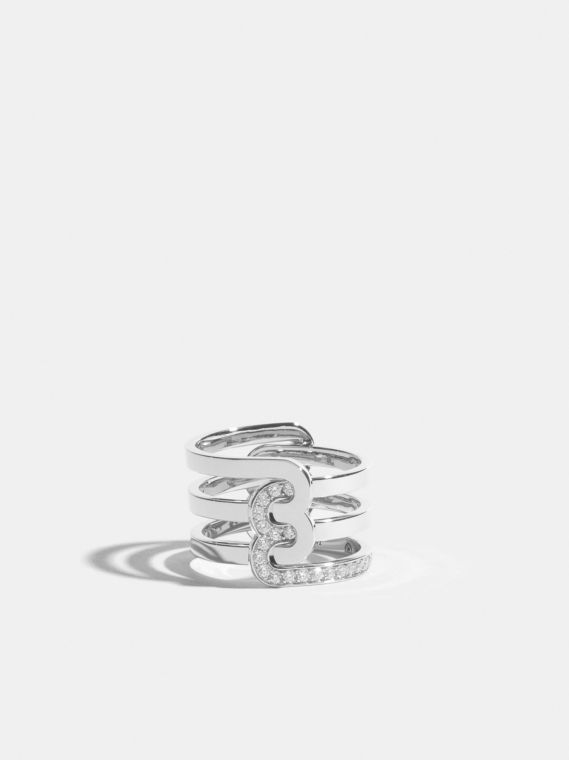 Bague Étreintes double poli-brillant et godronnée 