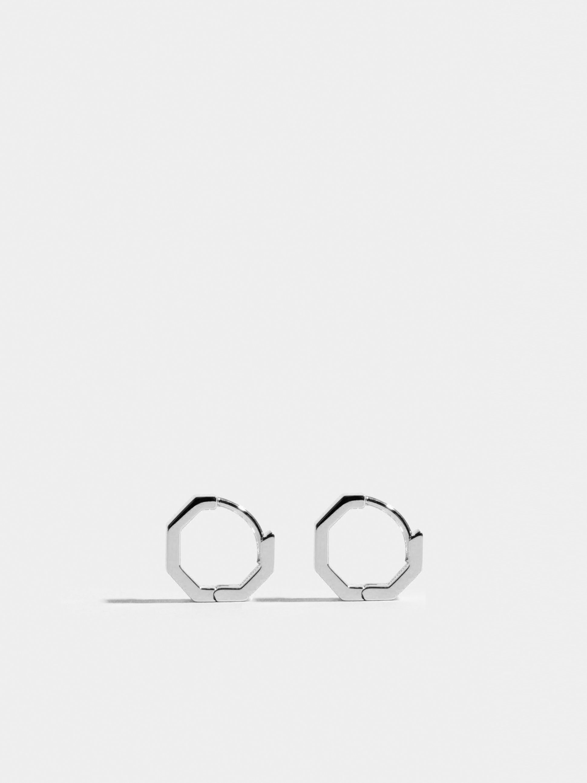 Octogone 10mm earrings in 18k Fairmined ethical white gold, the pair.