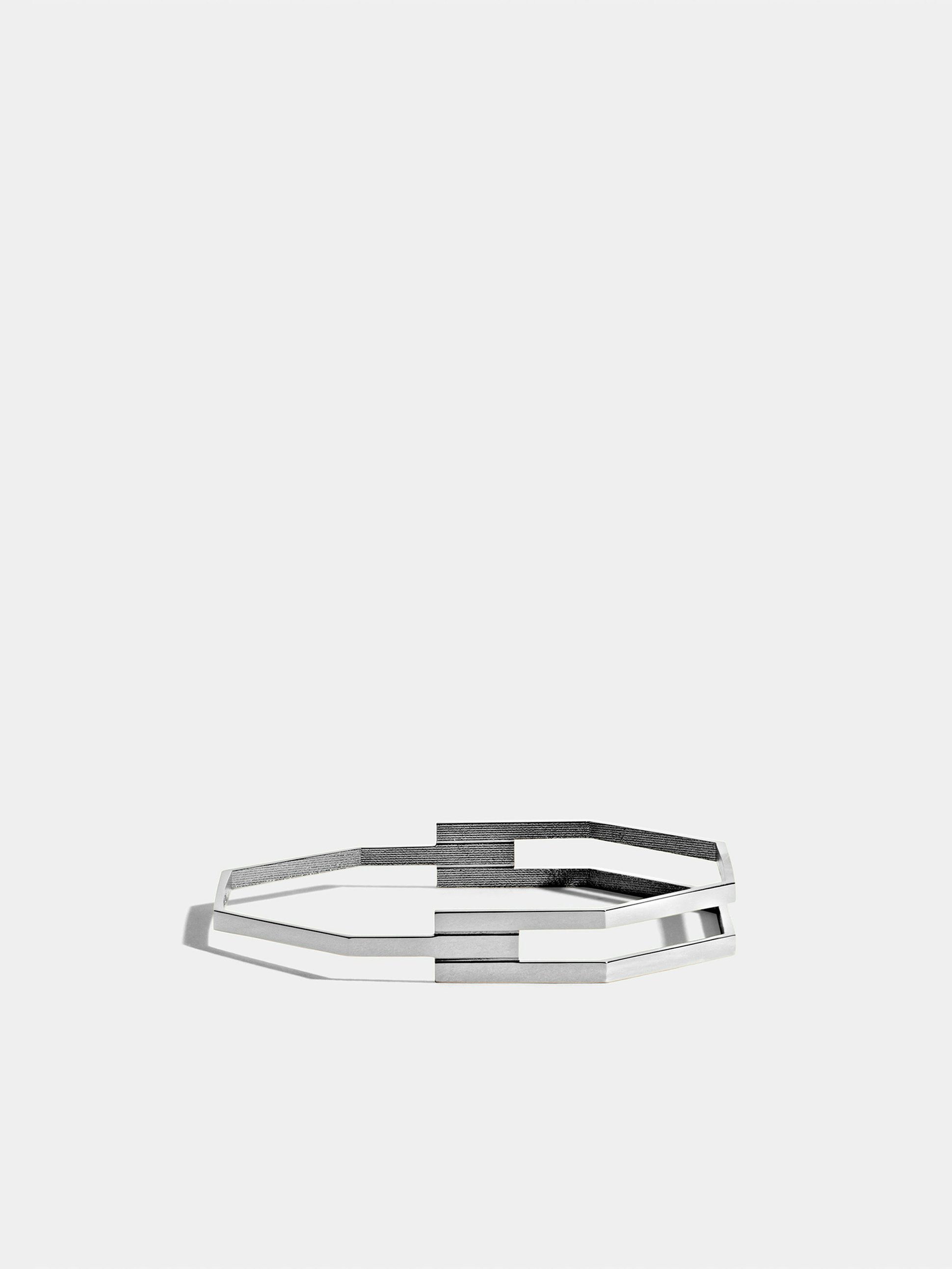 Bangle Octogone triple en Or blanc éthique 18 carats certifié Fairmined