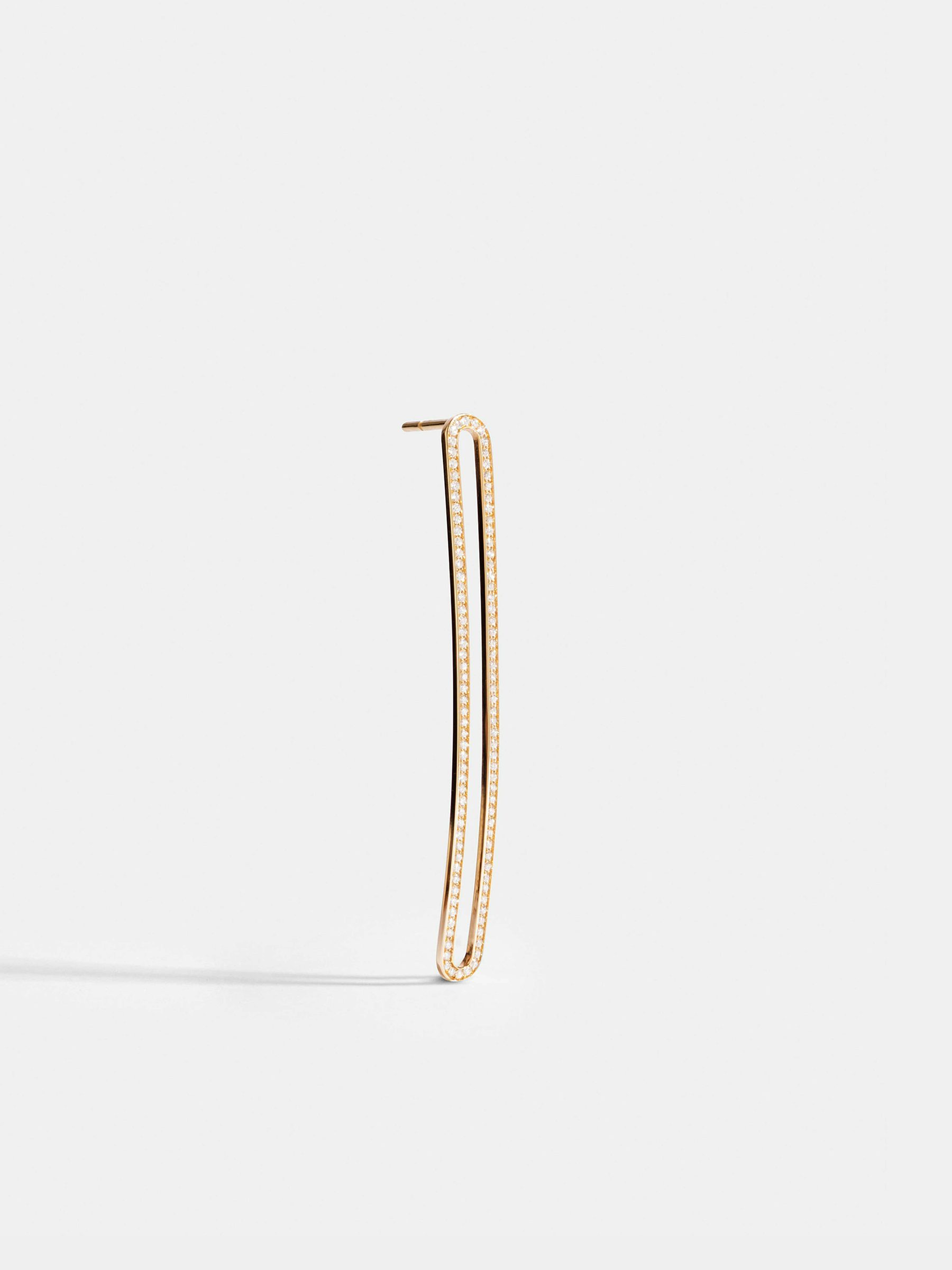 Boucle d'oreille Étreintes en Or jaune éthique 18 carats certifié Fairmined et pavée de diamants de synthèse, l'unité.