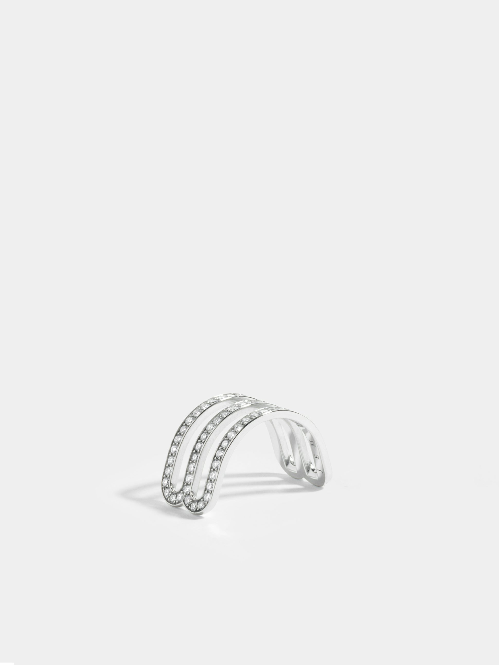 Demi-bague double pavée blanc