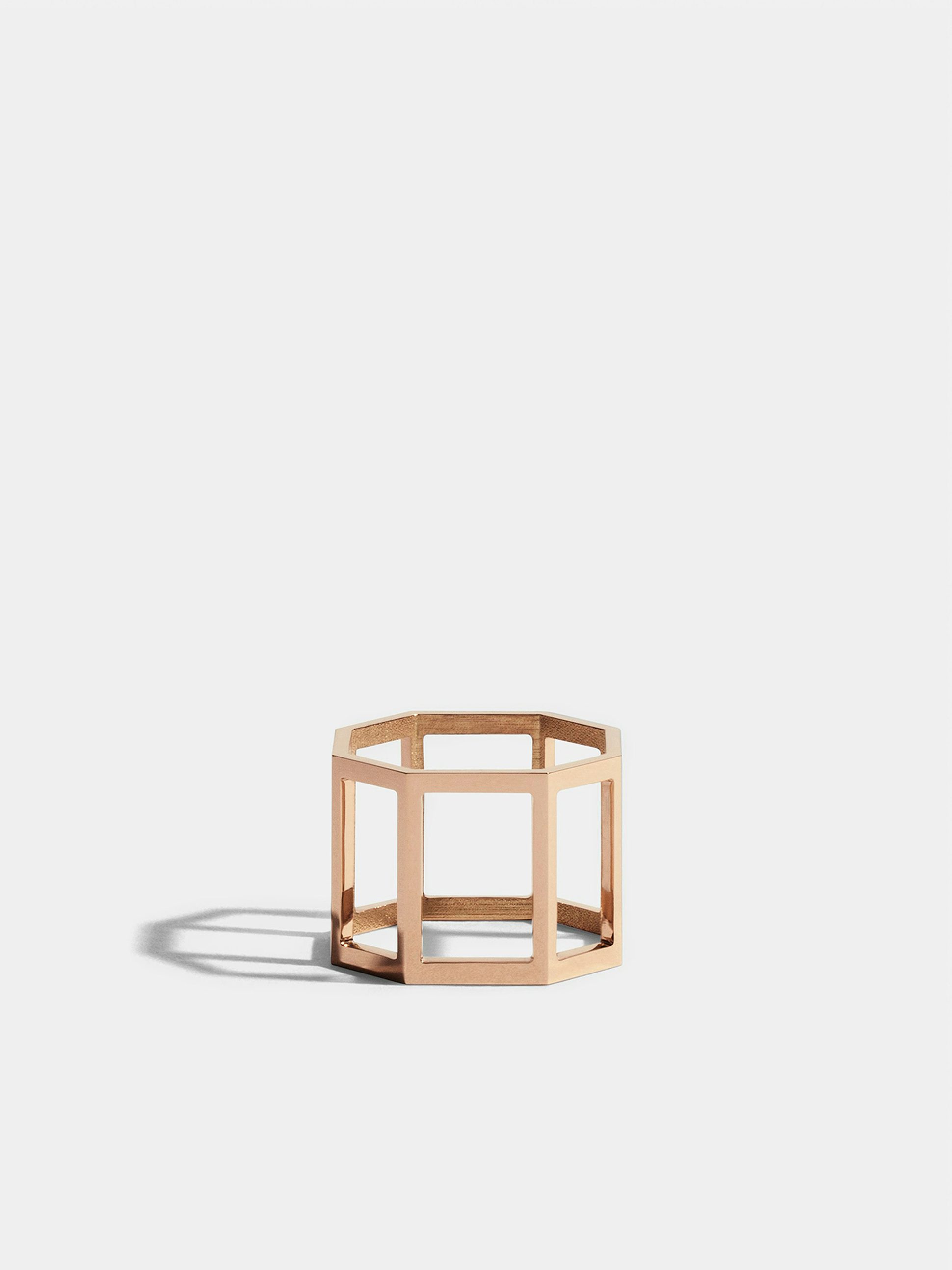 Octogone structured ring in 18k Fairmined ethical rose gold (14mm)