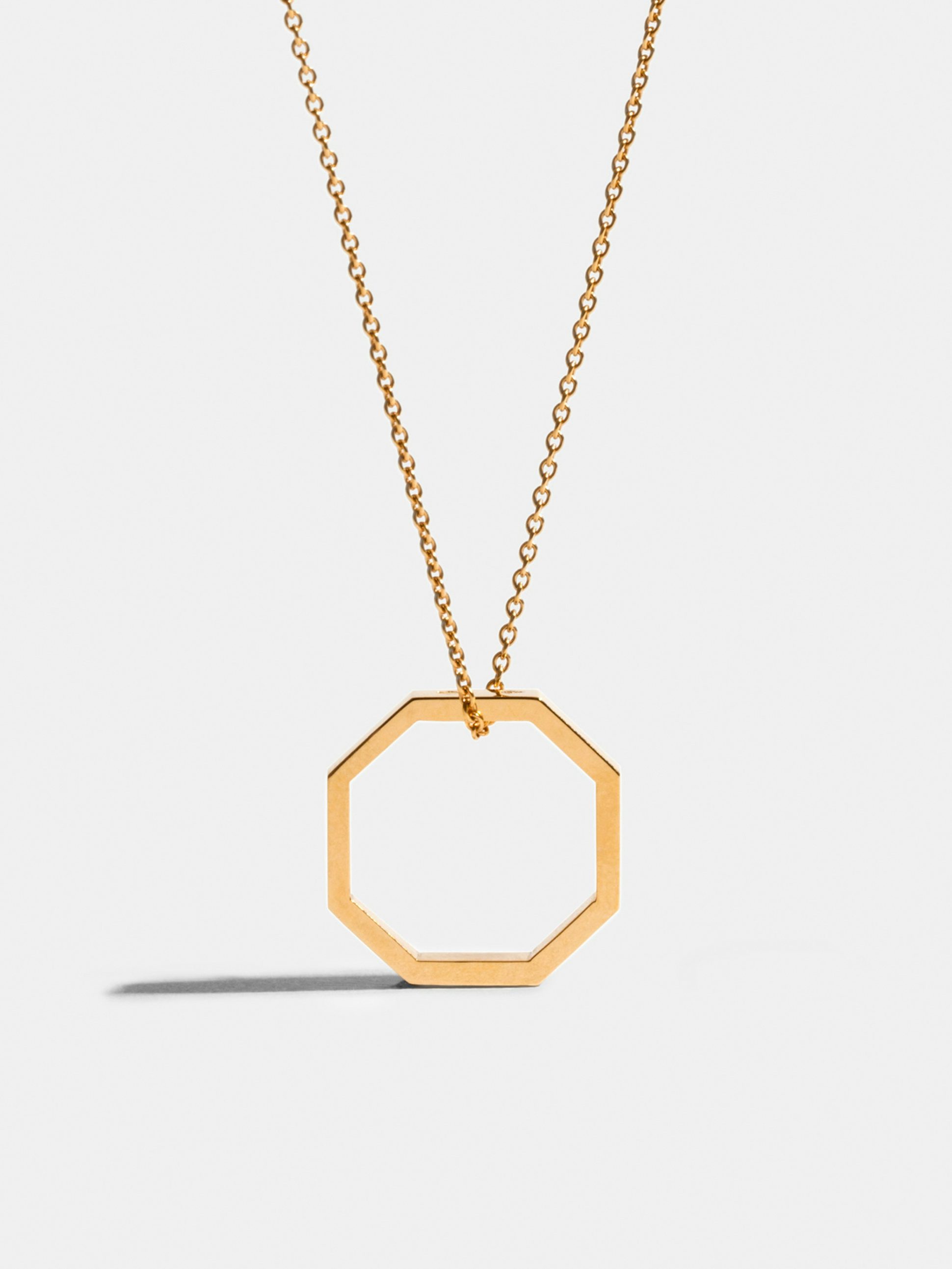 Sautoir Octogone de 18mm en Or jaune éthique 18 carats certifié Fairmined, sur chaîne de 88cm