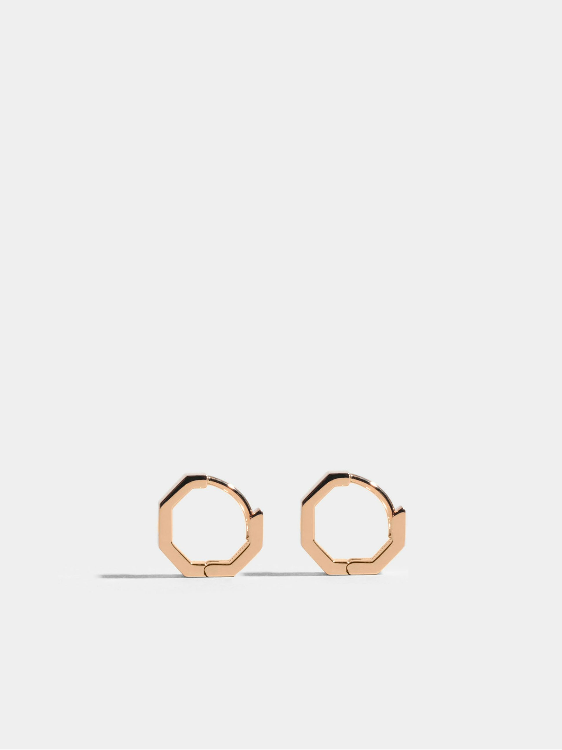 Octogone 10mm earrings in 18k Fairmined ethical rose gold, the pair.
