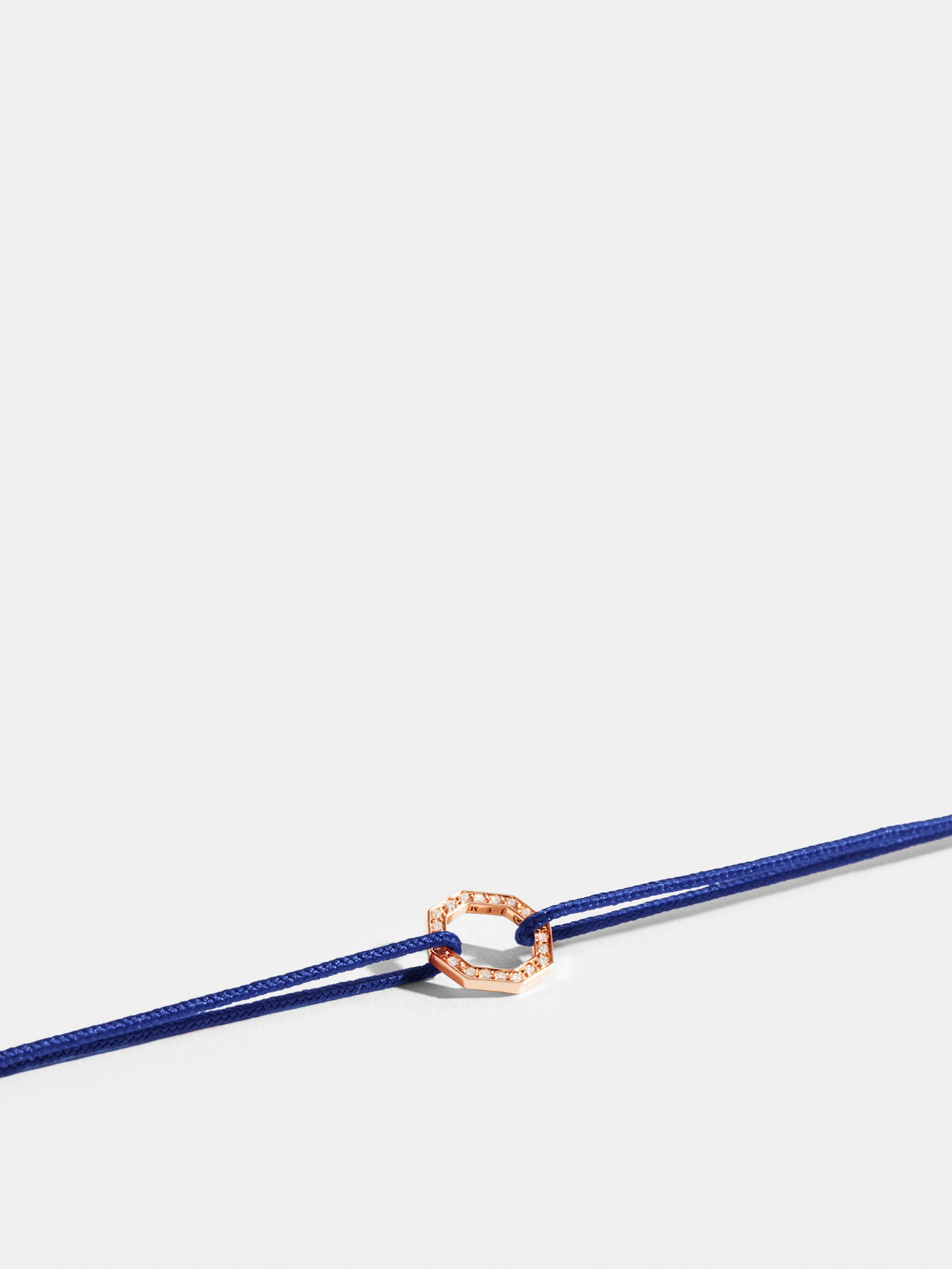 Octogone motif in 18k Fairmined ethical rose gold, paved with lab-grown diamonds, on a cord.