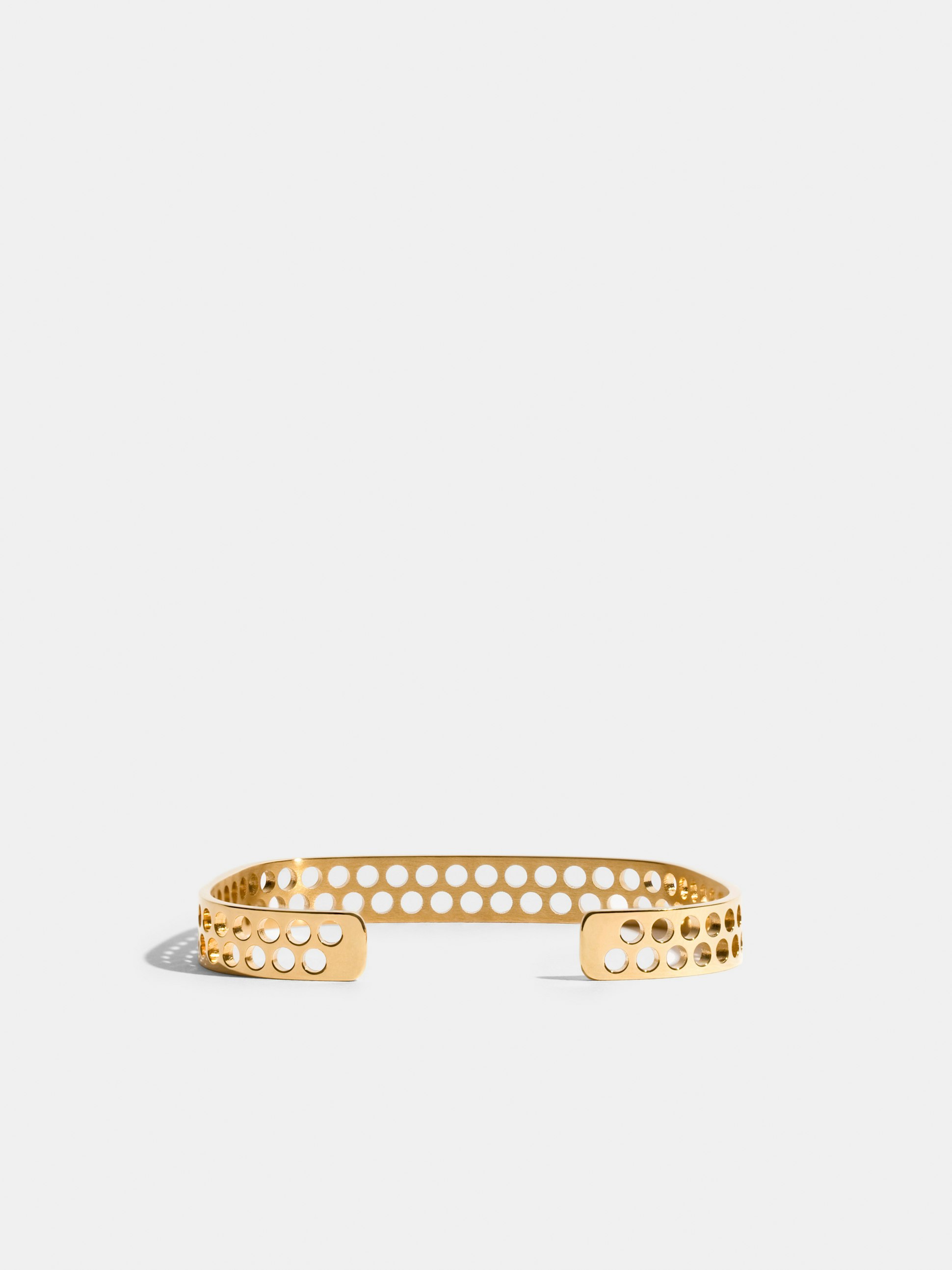Voids, JEM by India Mahdavi, bracelet IV in 18k Fairmined ethical yellow gold (2 rows, medium perforations)