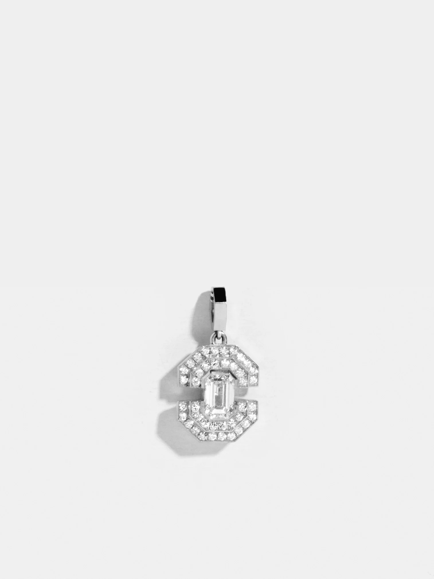 Pendentif Via taille émeraude grand modèle pavé