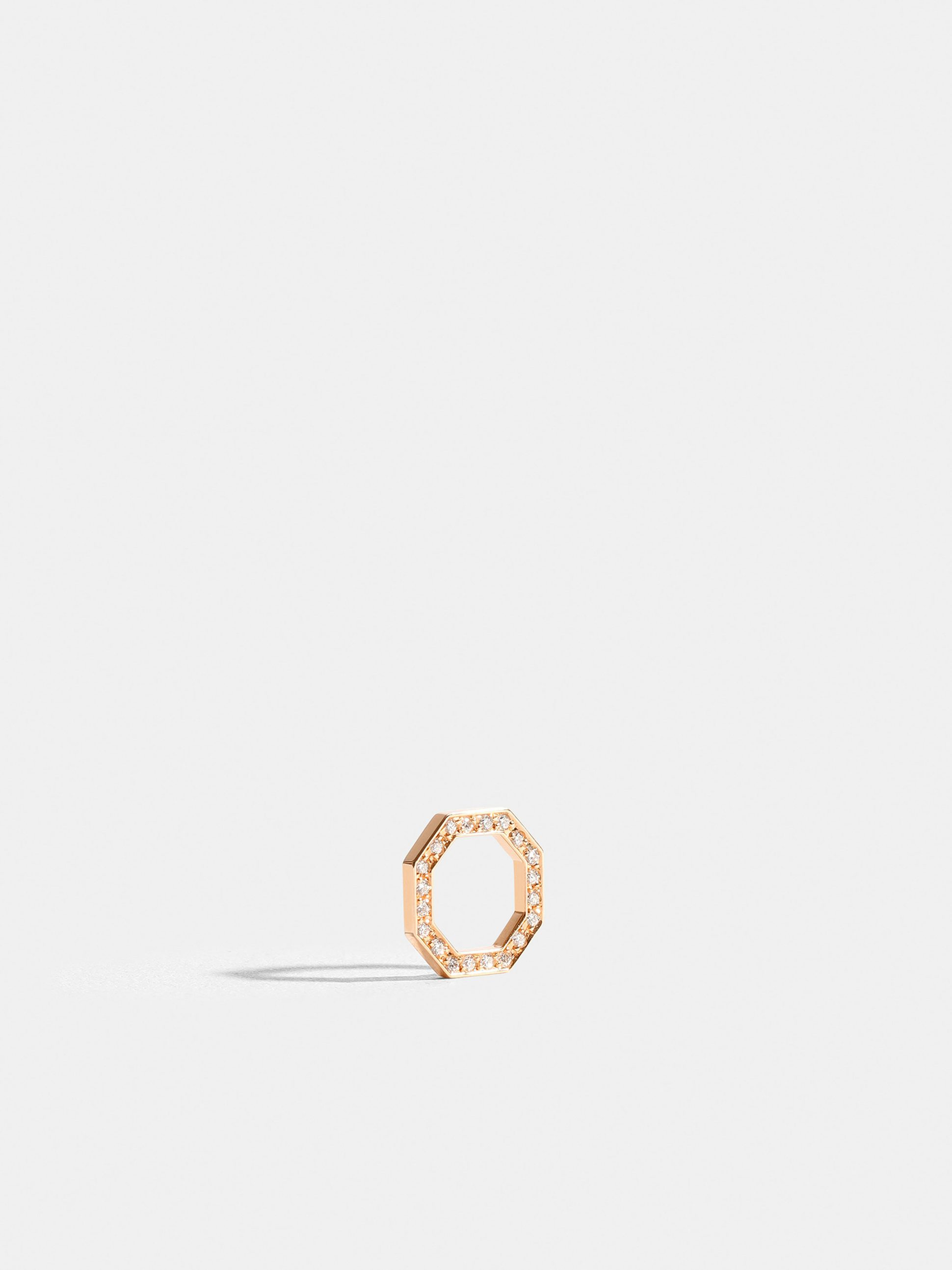 Octogone motif in 18k Fairmined ethical rose gold, paved with lab-grown diamonds, on a cord.