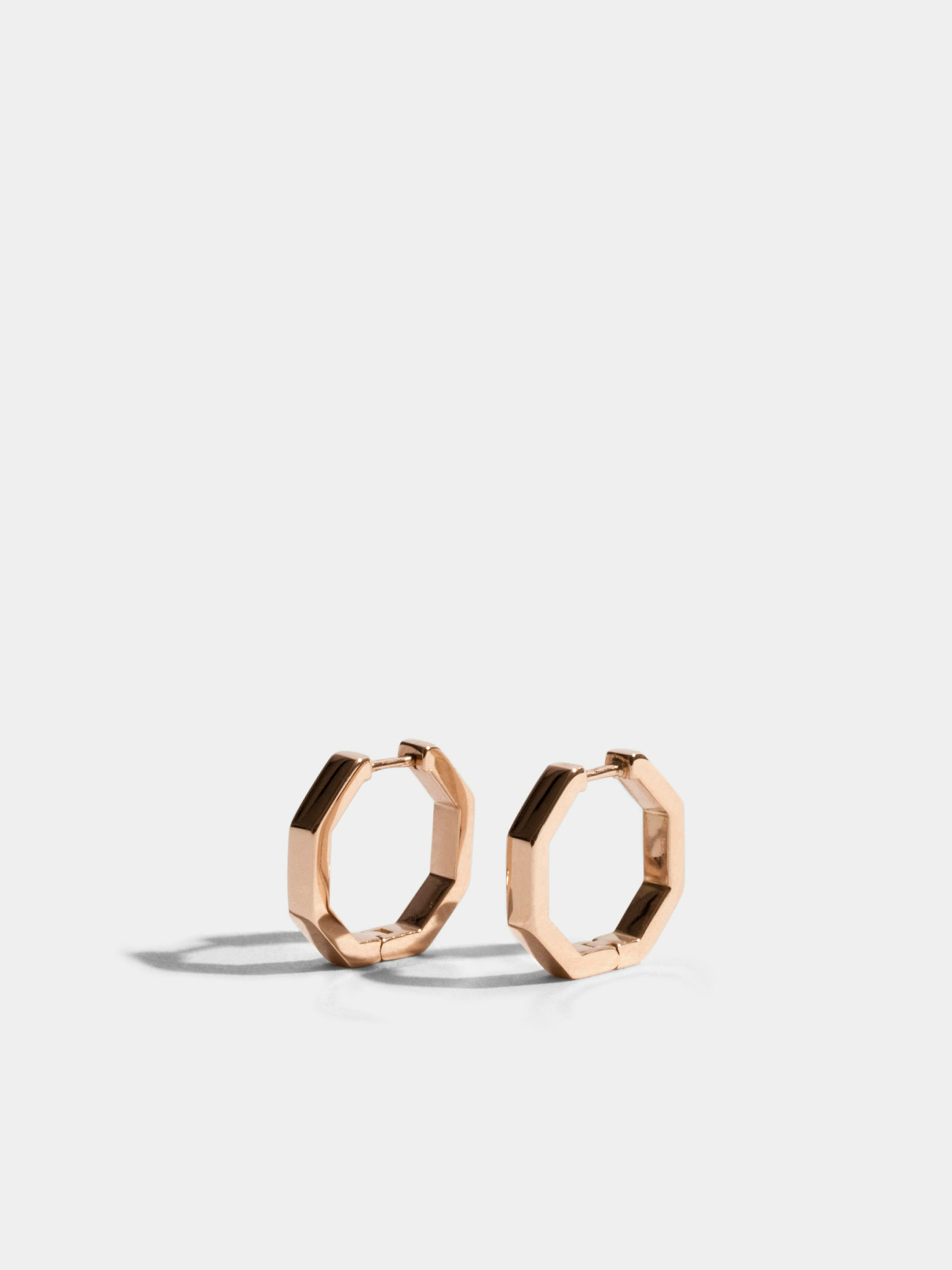 Octogone 13mm earrings in 18k Fairmined ethical rose gold, the pair.