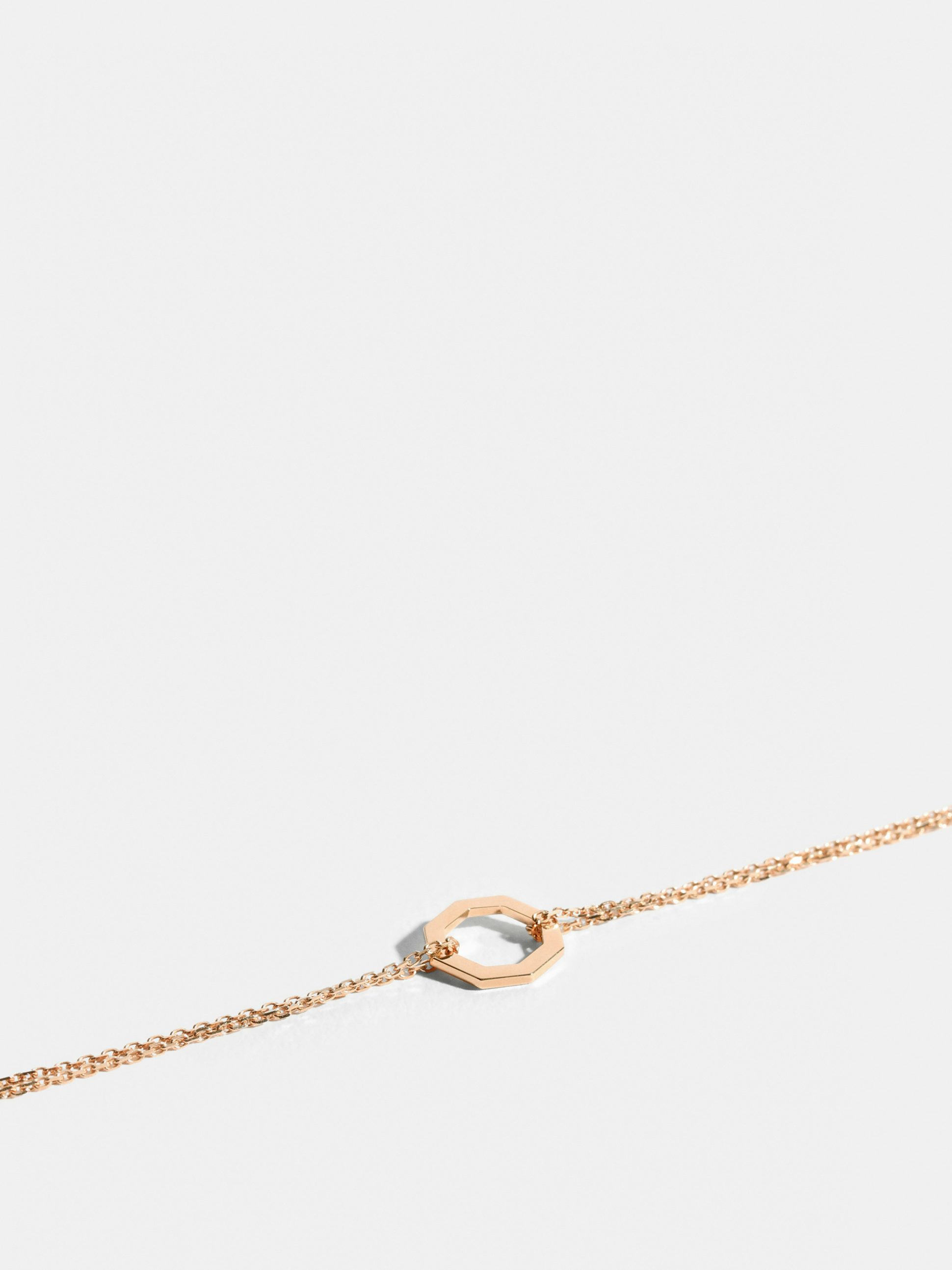 Motif Octogone en Or rose éthique 18 carats certifié Fairmined, sur chaîne.