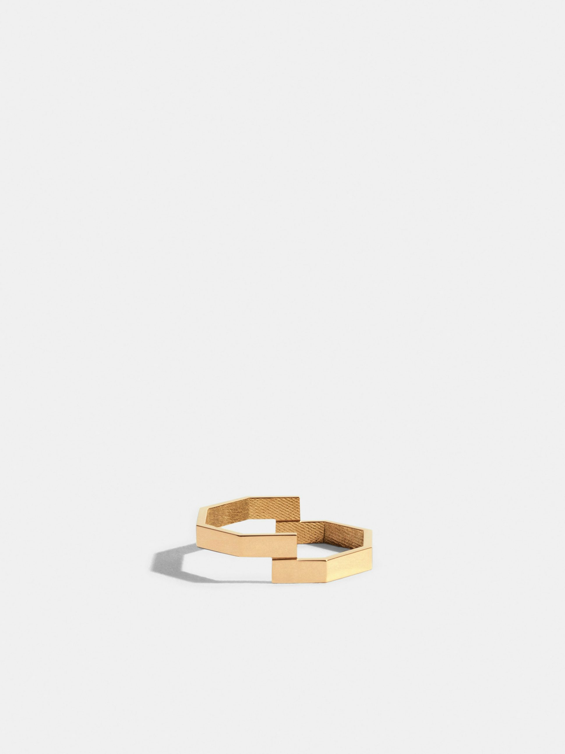 Bague Octogone double en Or jaune éthique 18 carats certifié Fairmined
