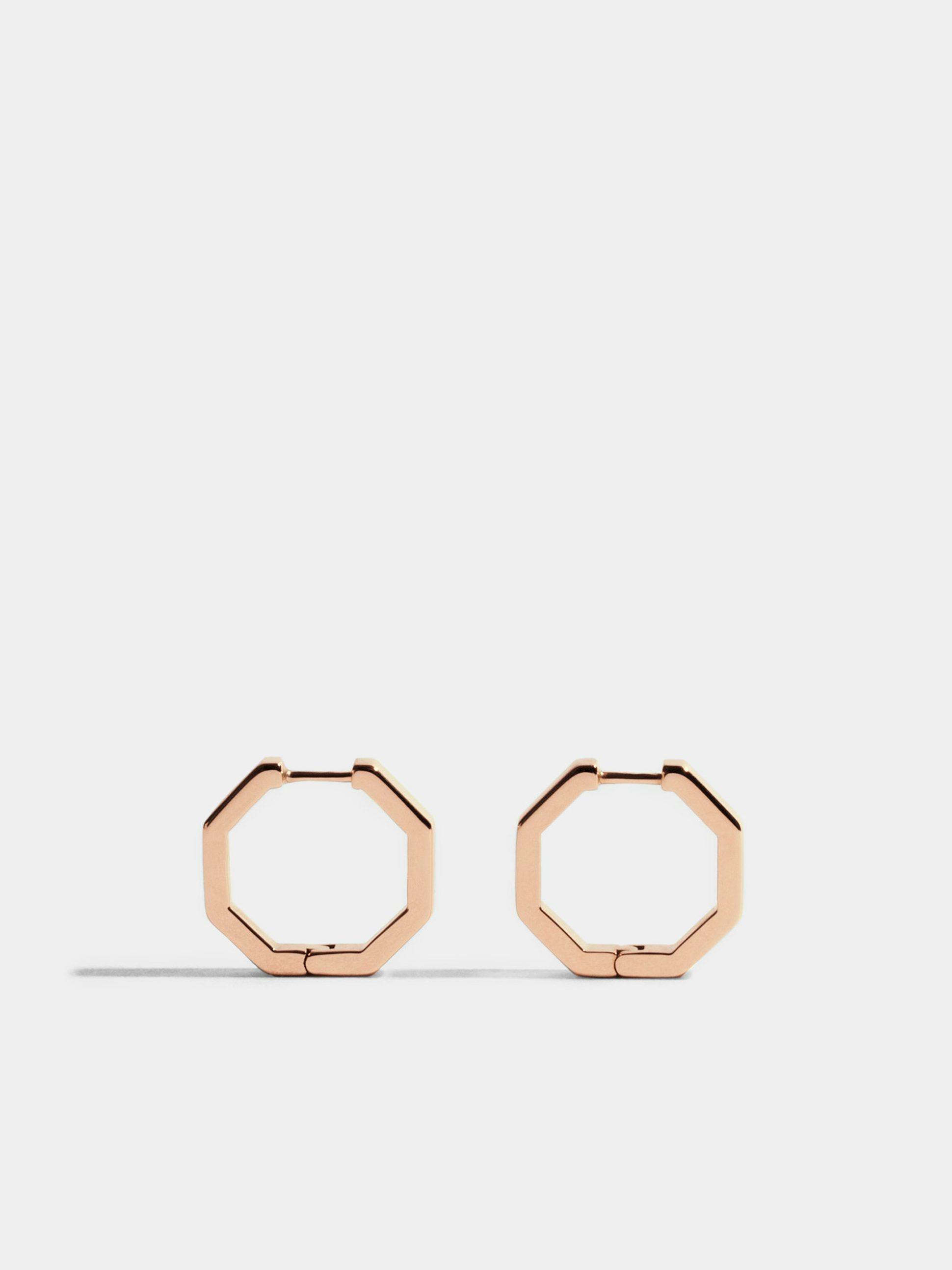 Octogone 13mm earrings in 18k Fairmined ethical rose gold, the pair.