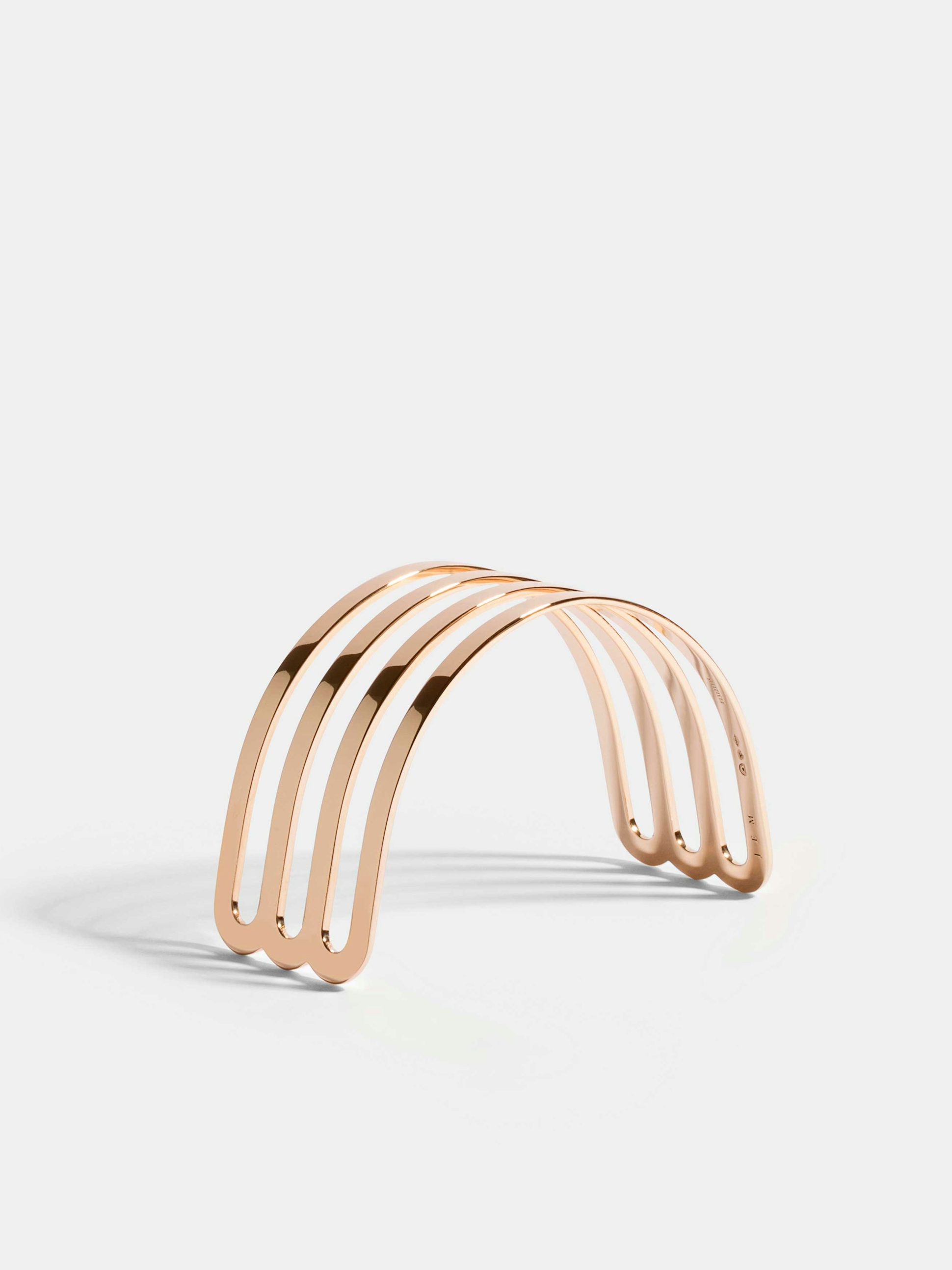 Étreintes triple half-bracelet in 18k Fairmined ethical rose gold with a polished finish.