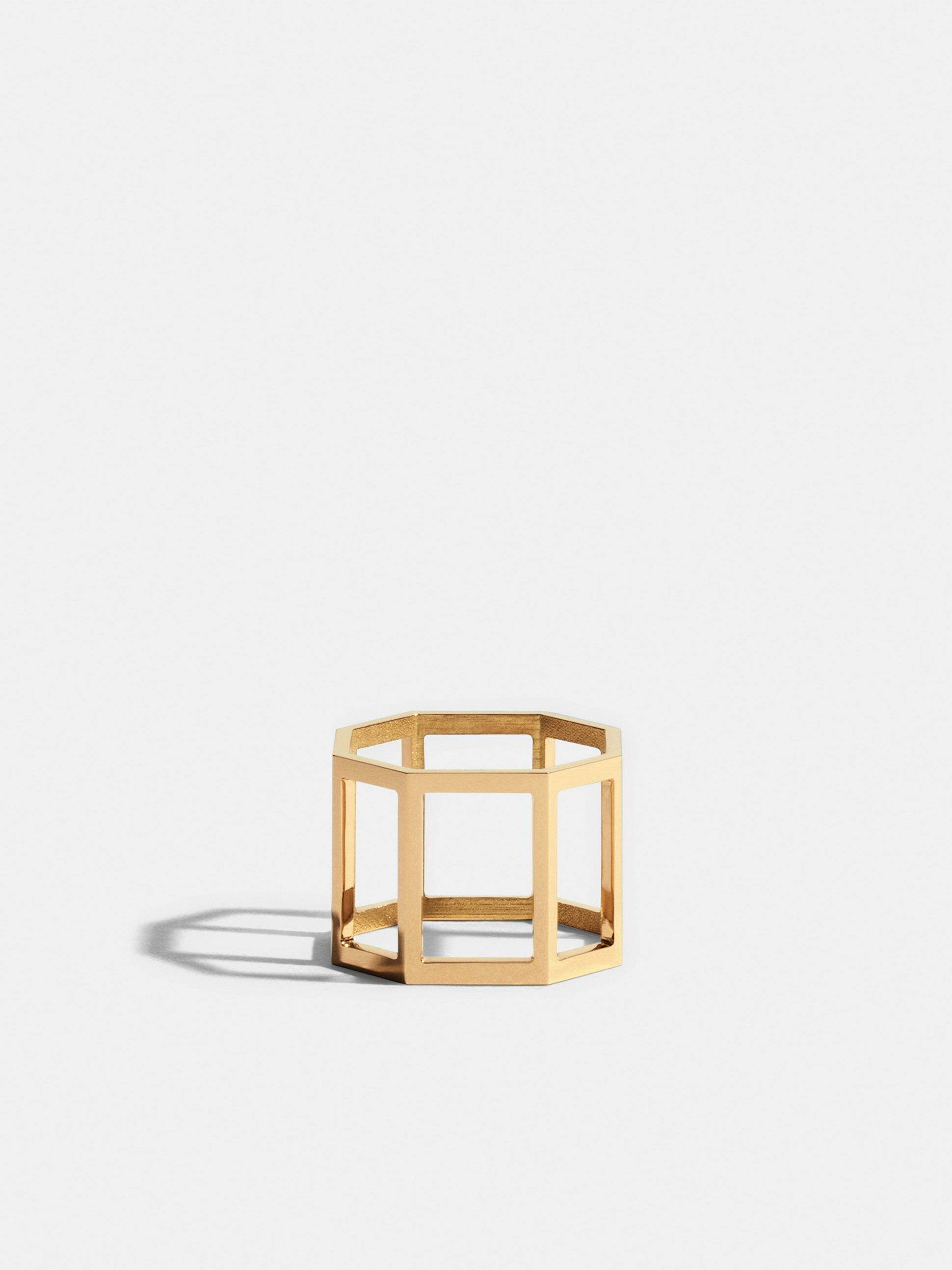 Octogone structured ring in 18k Fairmined ethical yellow gold (14mm)