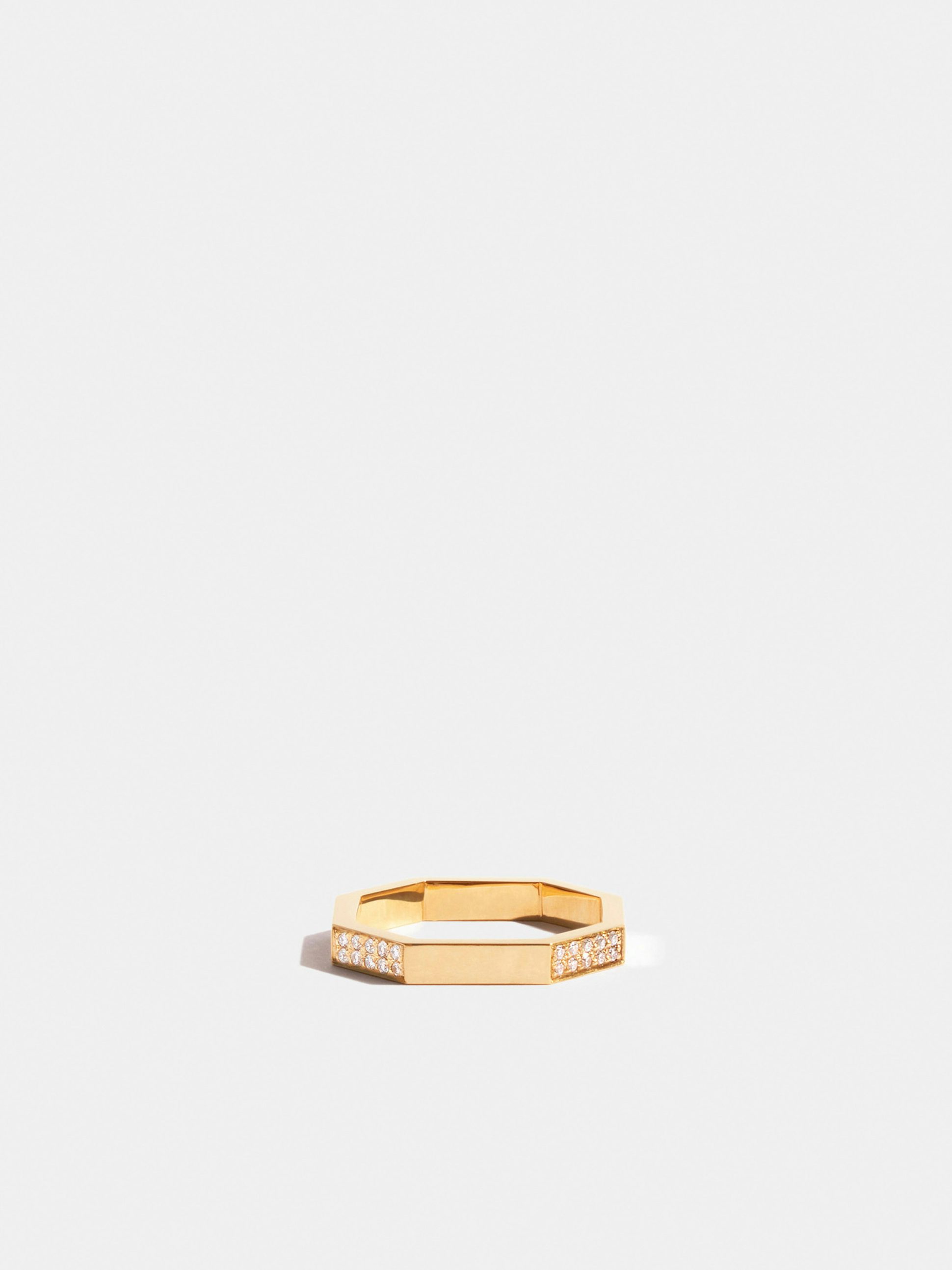 Bague Octogone simple pavée 02