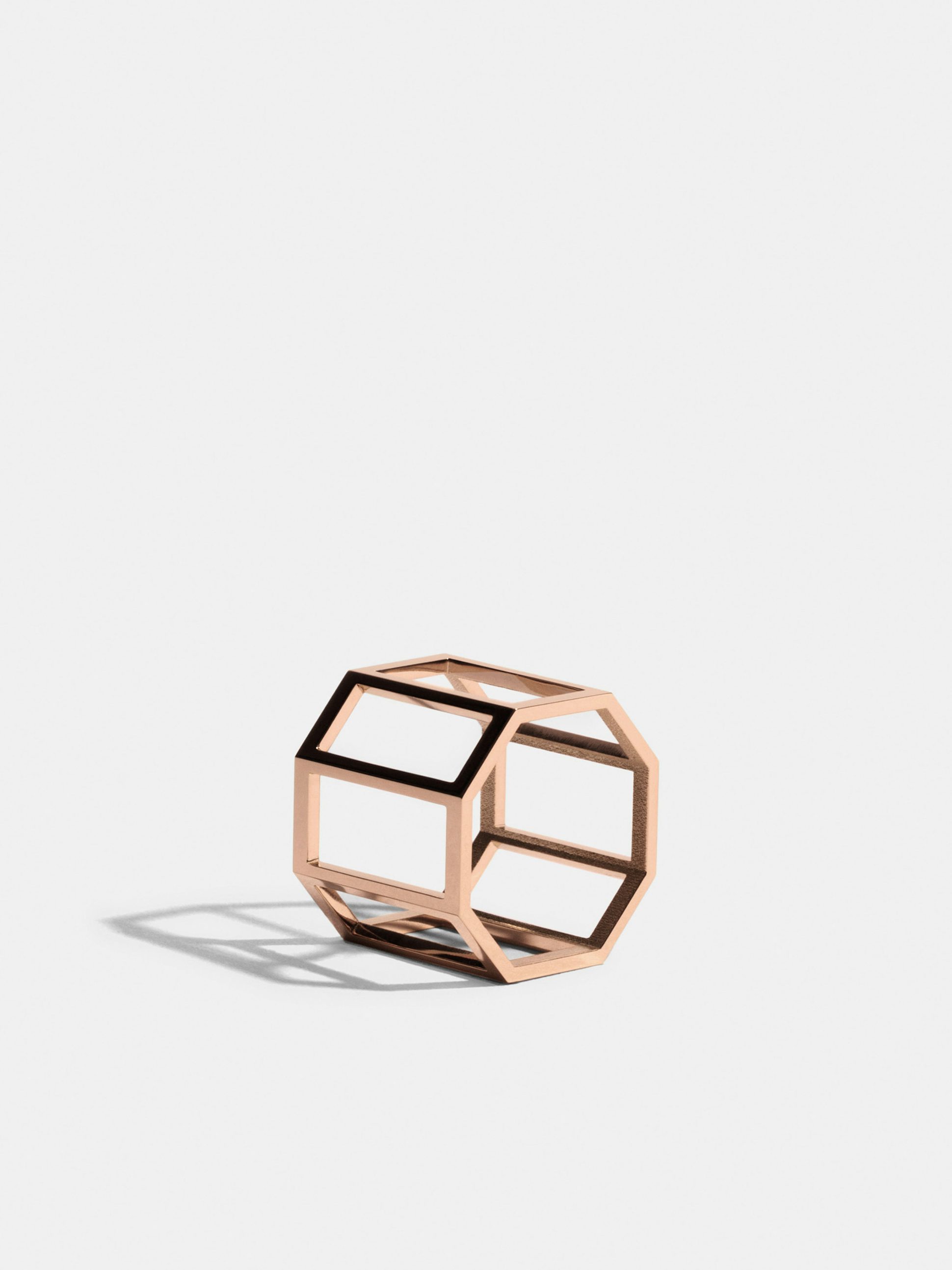 Octogone structured ring in 18k Fairmined ethical rose gold (17mm)