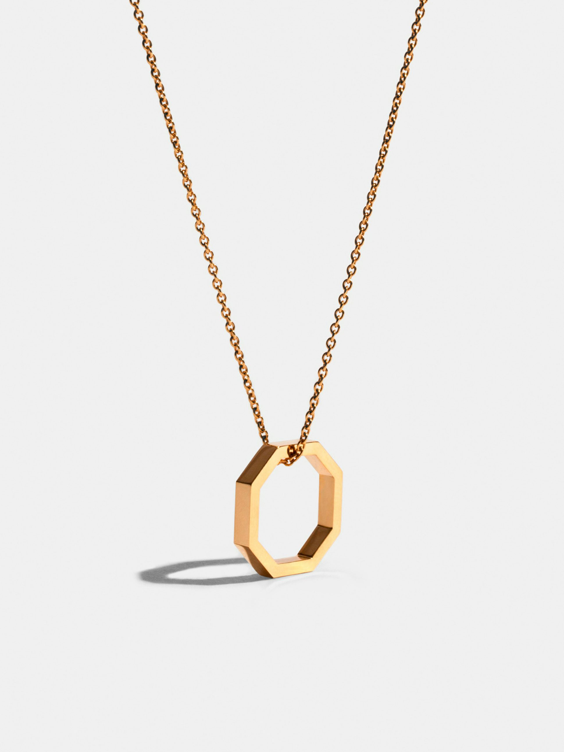 Octogone 14mm pendant in 18k Fairmined ethical yellow gold, on a chain.