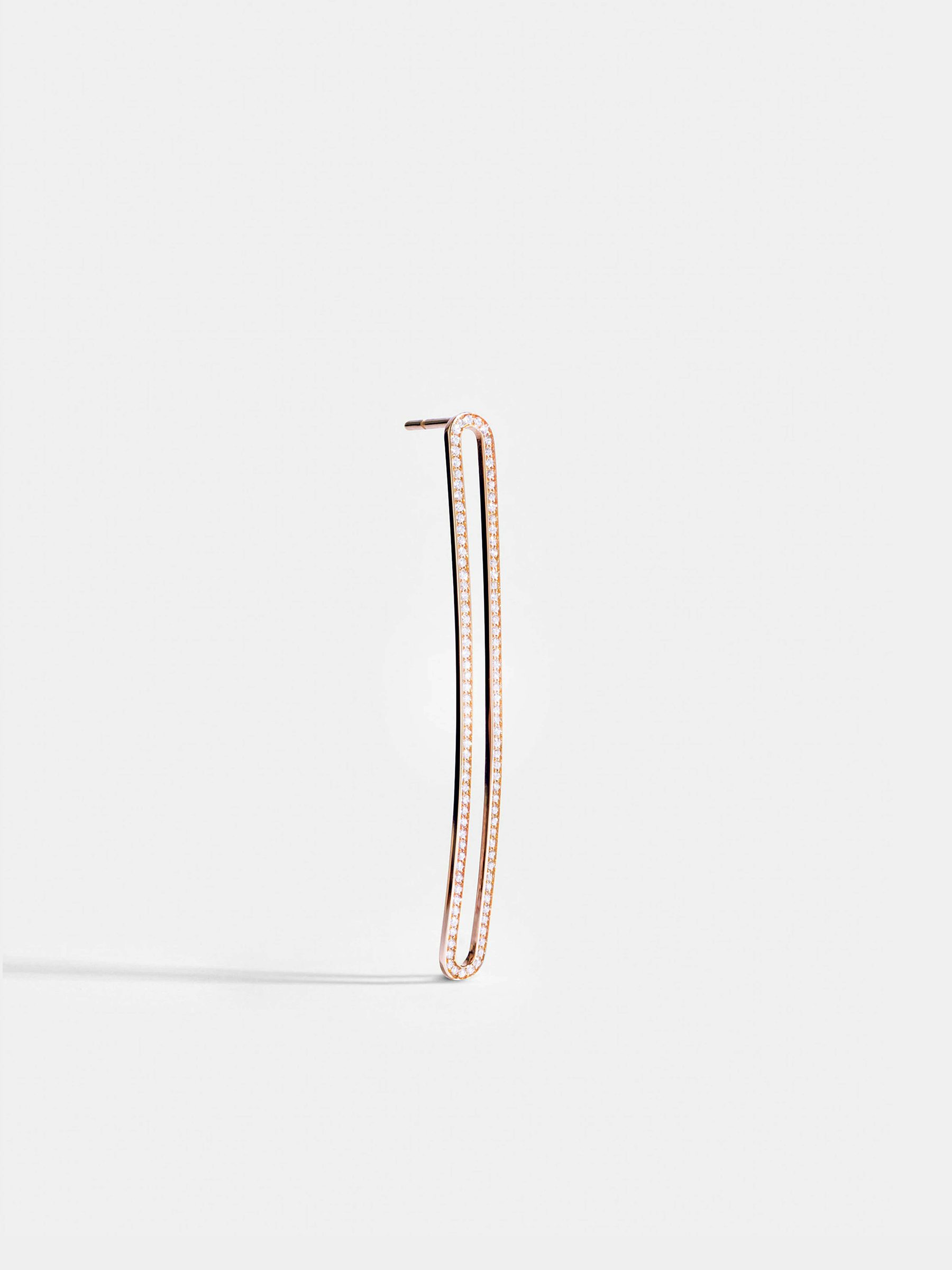 Boucle d'oreille Étreintes en Or rose éthique 18 carats certifié Fairmined et pavée de diamants de synthèse, l'unité.