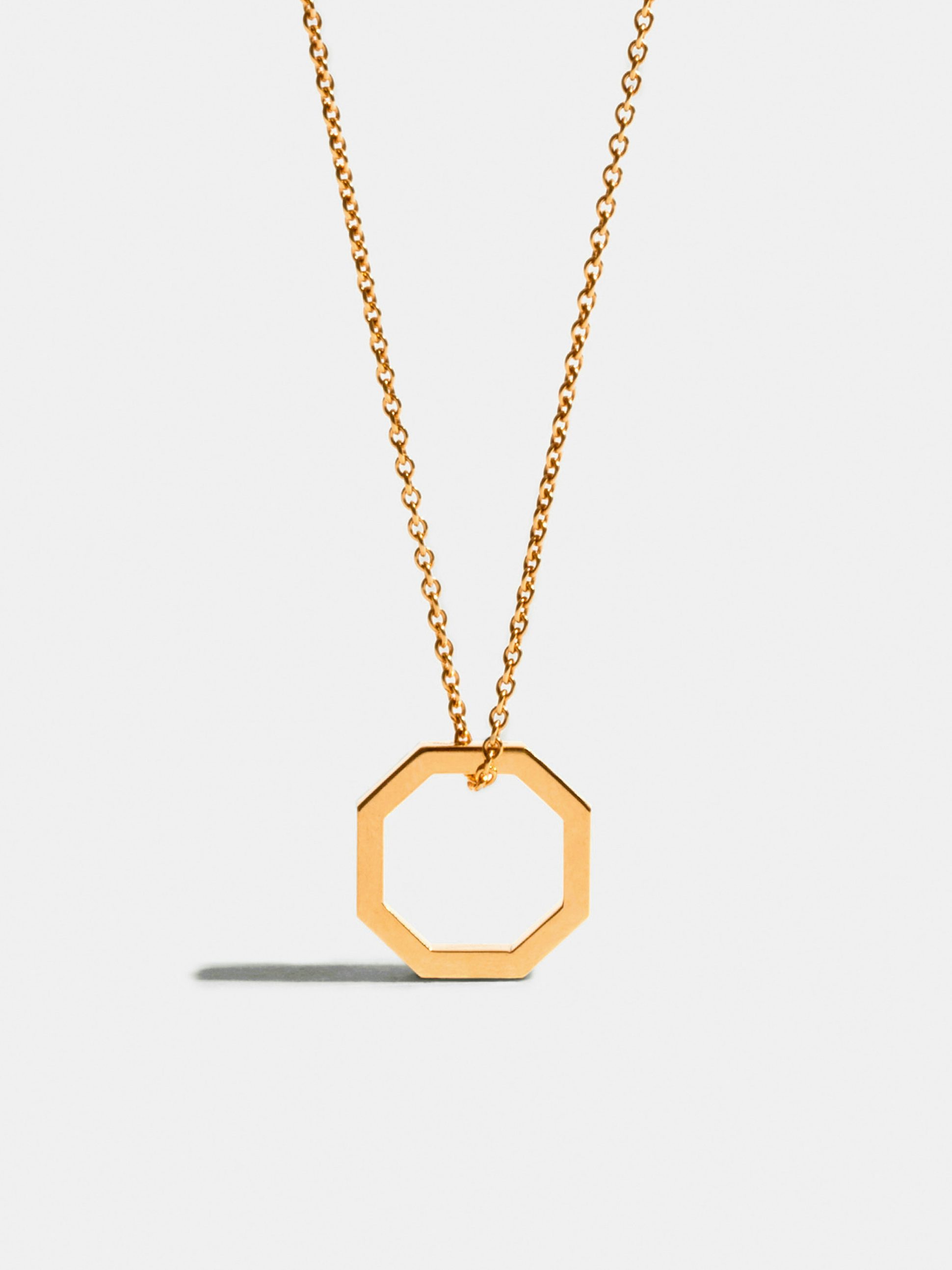 Octogone 14mm pendant in 18k Fairmined ethical yellow gold, on a chain.
