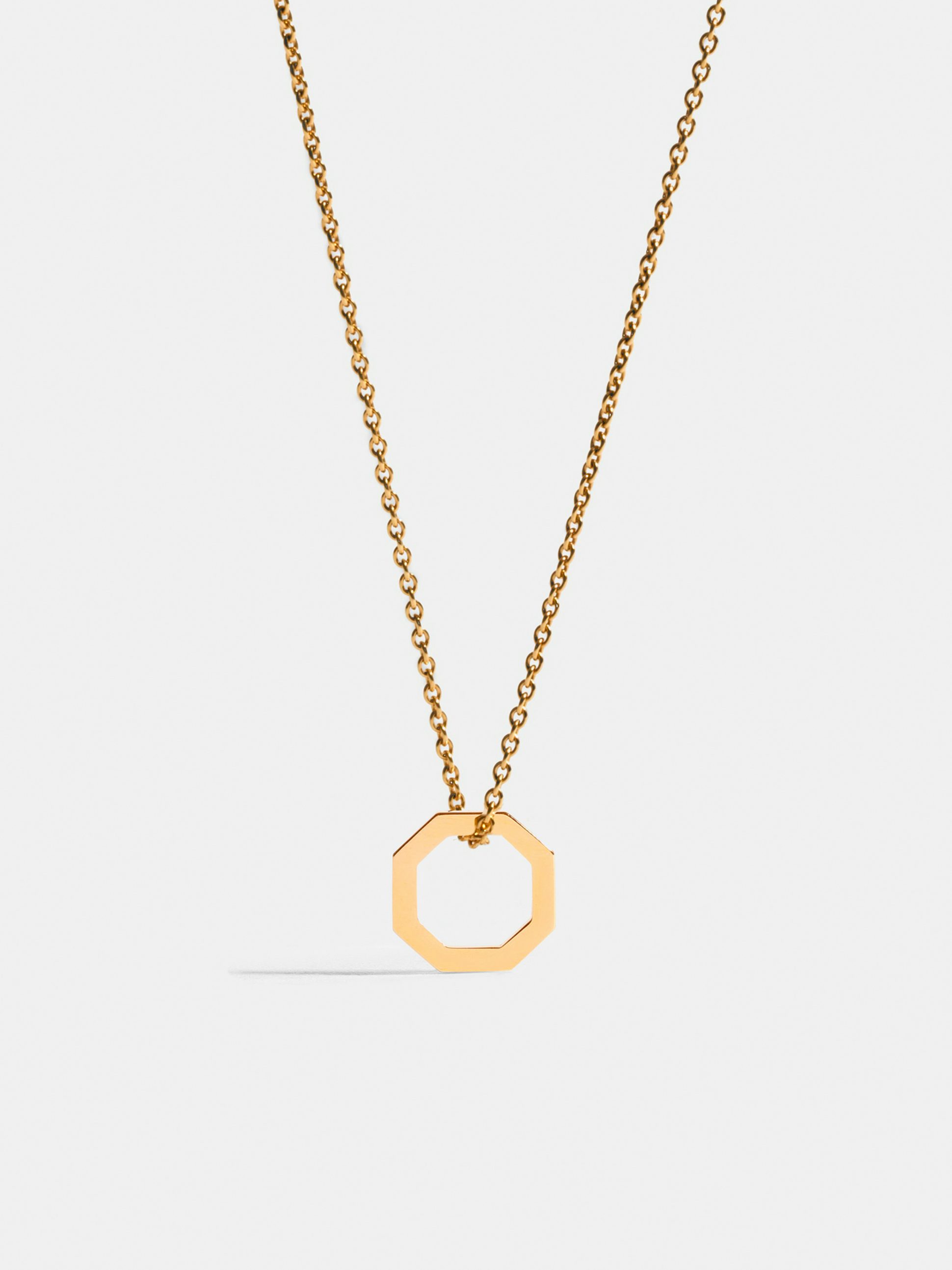 Octogone 10mm pendant in 18k Fairmined ethical yellow gold, on a chain.