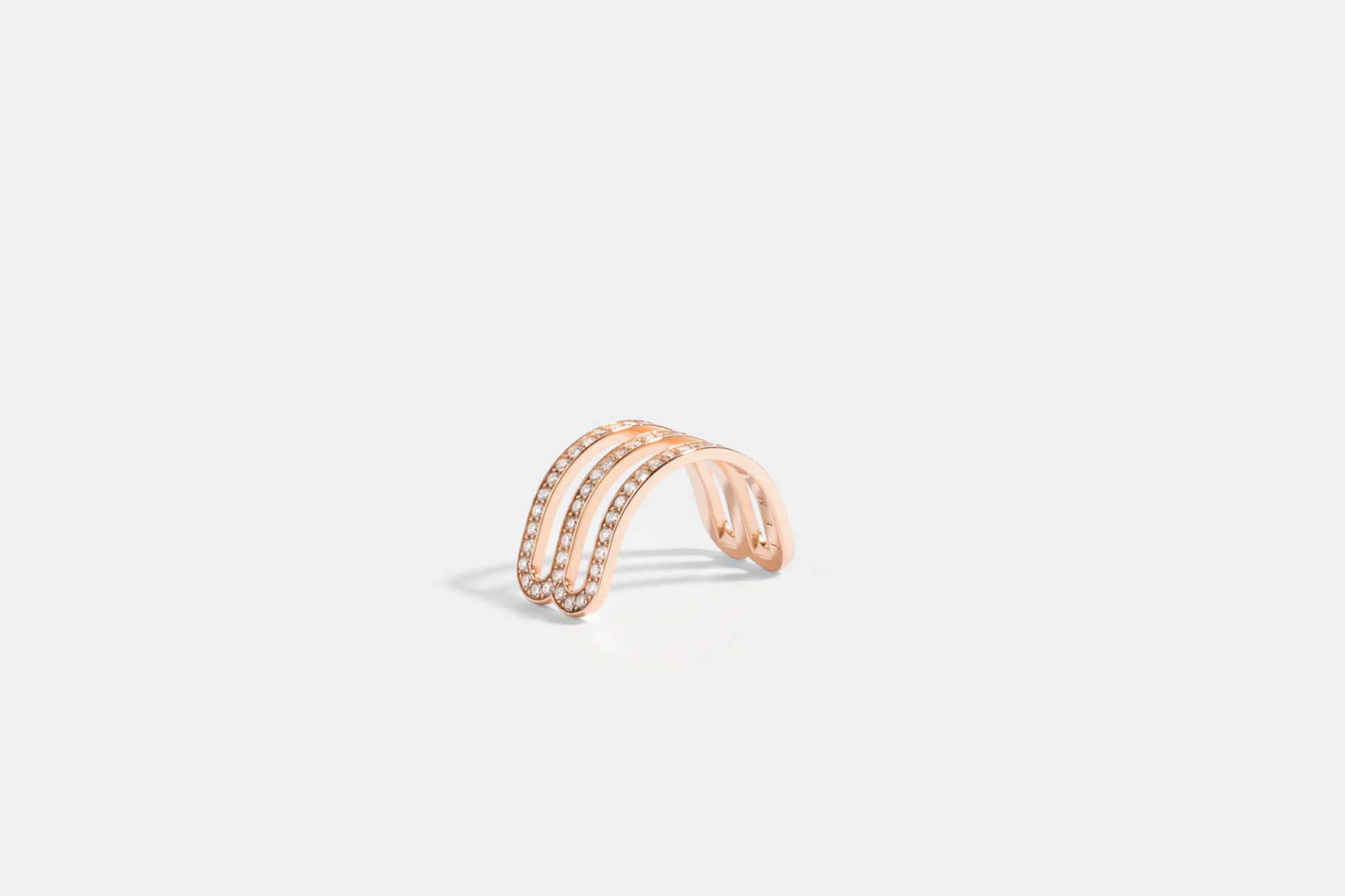 Demi-bague double pavée rose